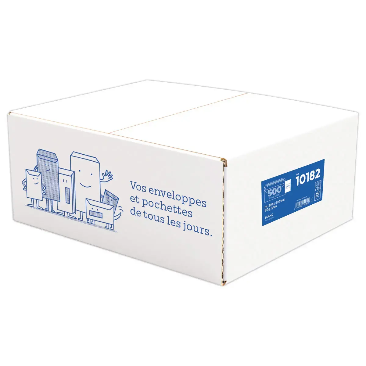 500 Enveloppes commerciales blanches DL 11x22cm