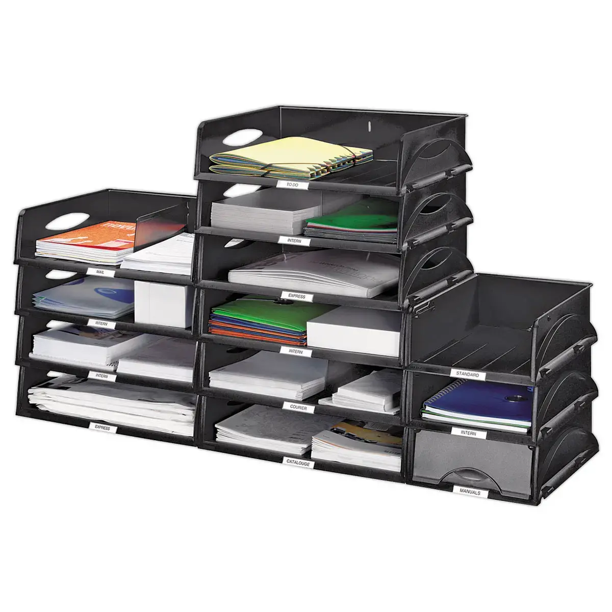 Corbeille &agrave; courrier modulable sorty - A4 - Noir - LEITZ 