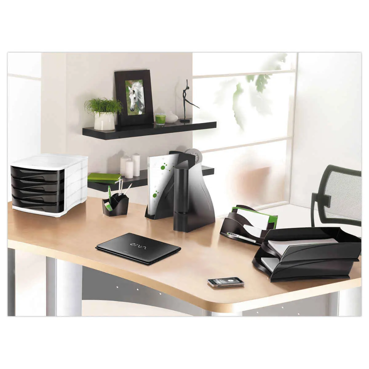 Porte-revues ELLYPSE - Noir recycl&eacute; - Dos 8,3 cm - CEP 