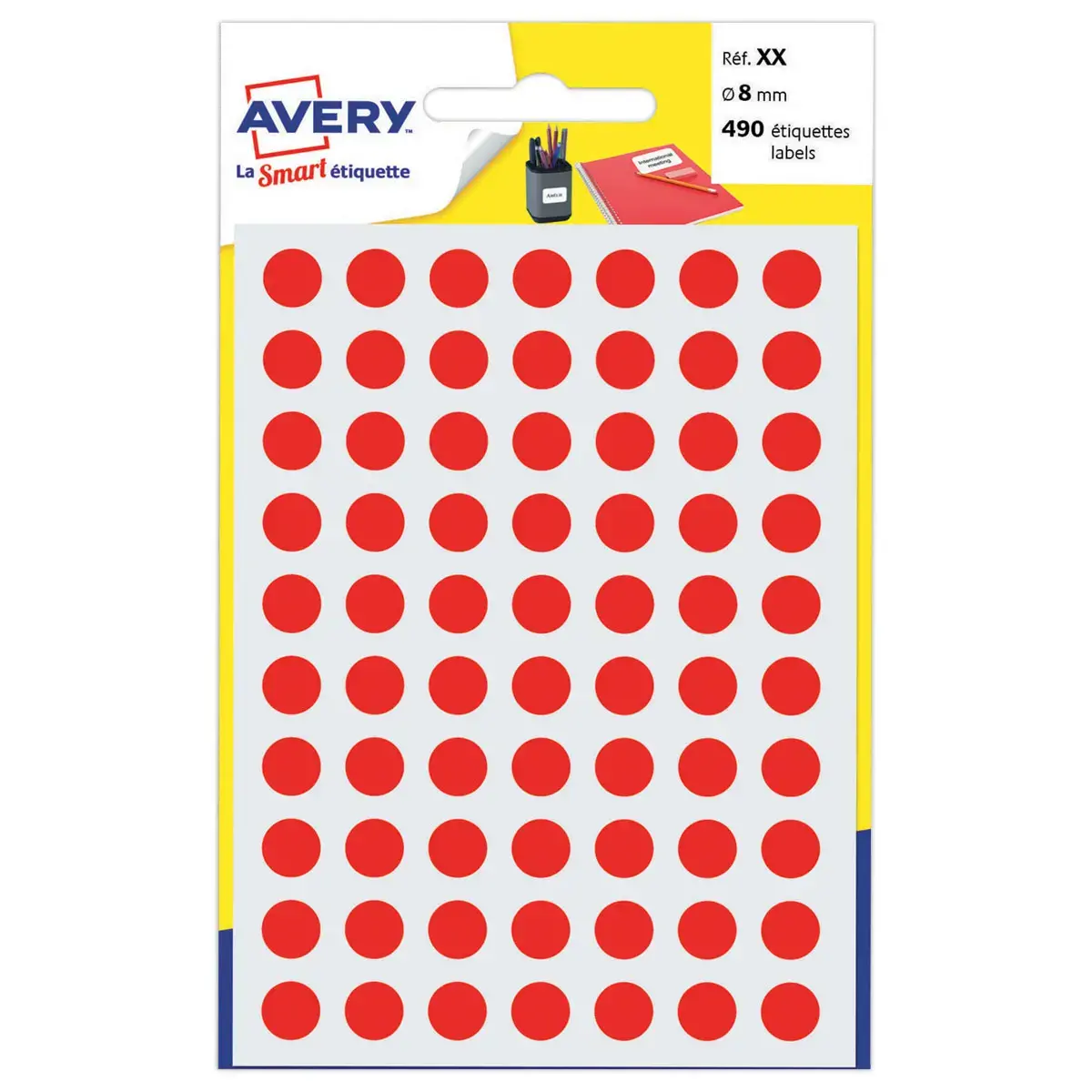 Etui de 490 pastilles gommettes rouges - Ø 8 mm - AVERY
