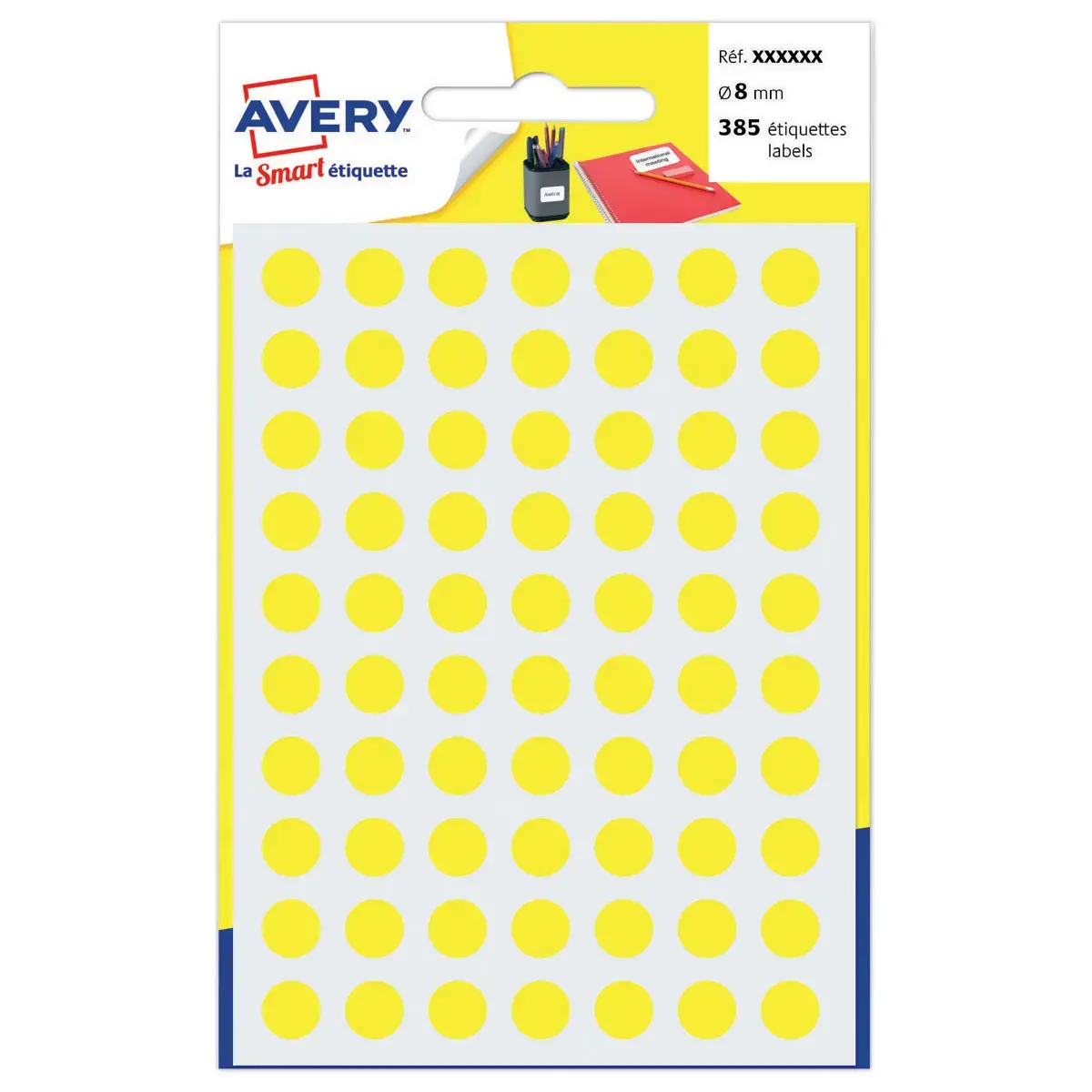 Etui de 490 pastilles gomettes jaunes - Ø 8 mm - AVERY