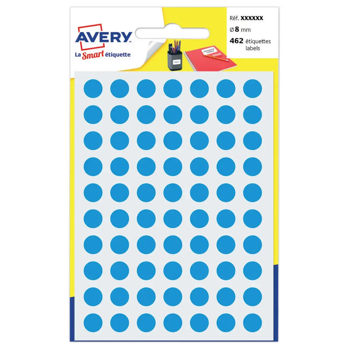 Etui de 490 pastilles gommettes bleues - &Oslash; 8 mm - AVERY 
