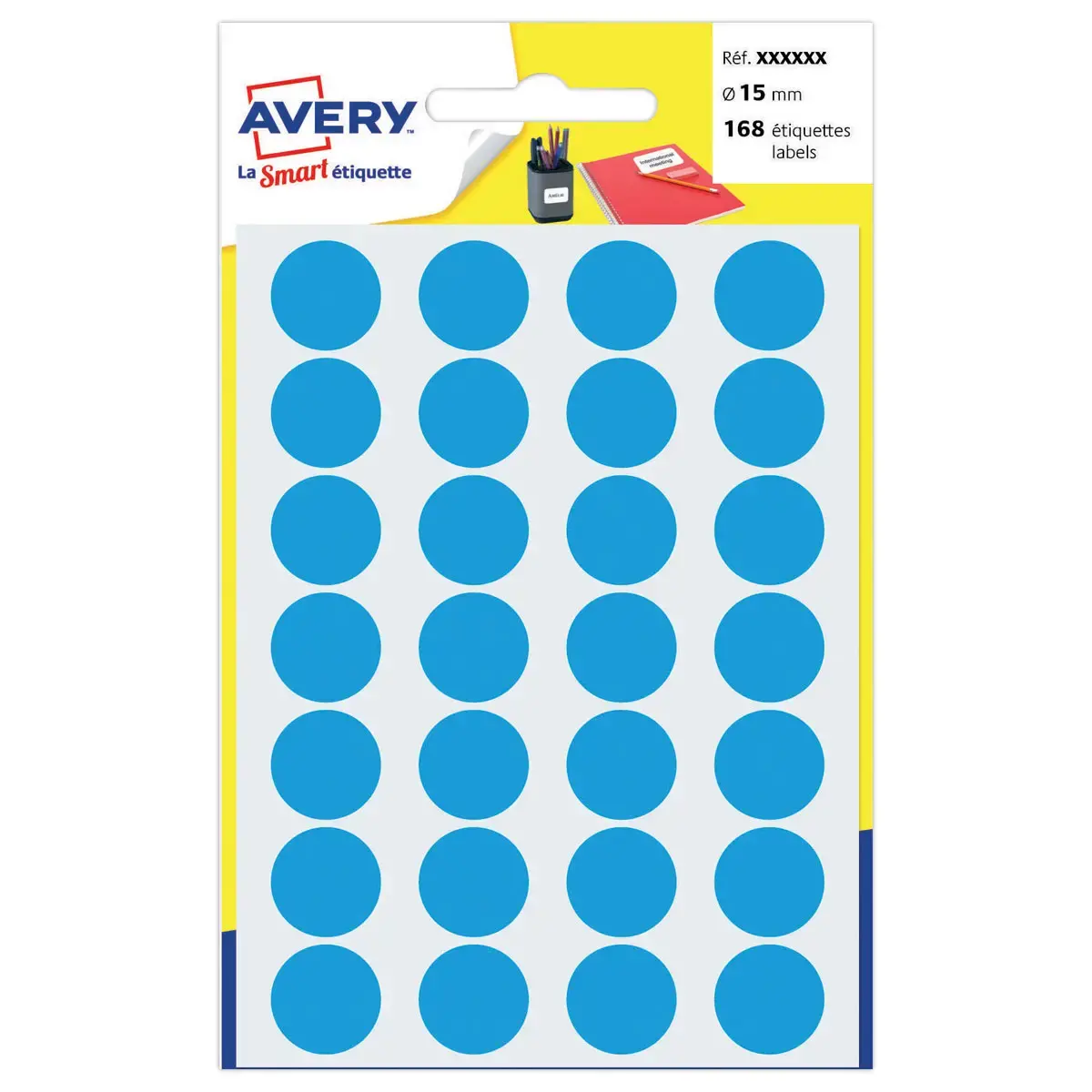 Pastilles adhésives gommettes permanentes Ø 1.5 cm - Bleu - AVERY