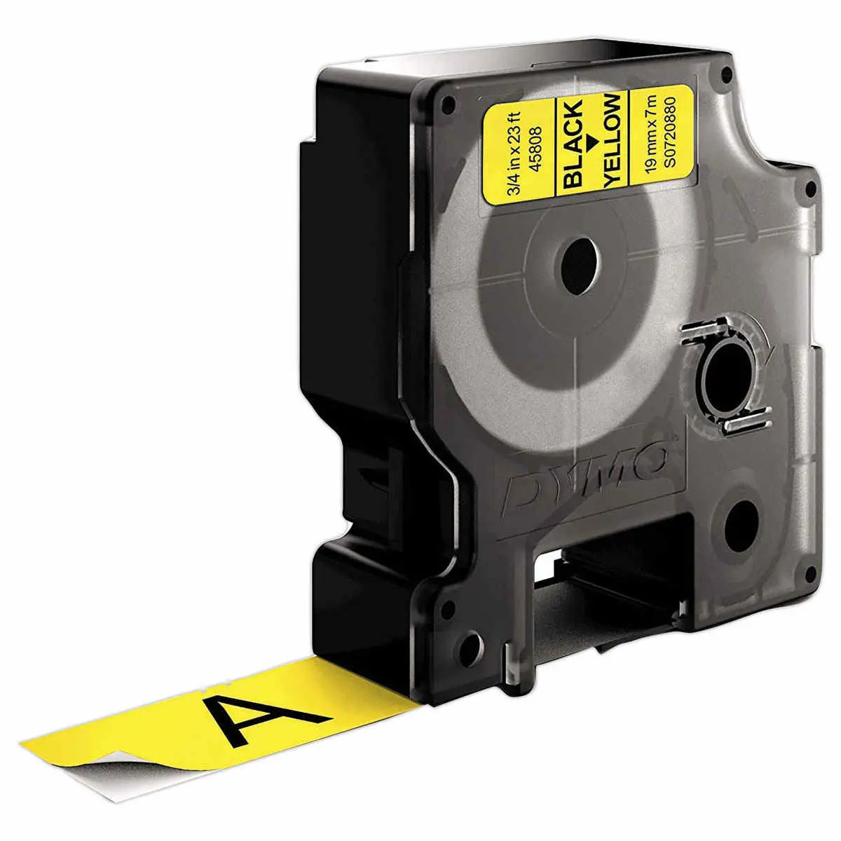 Ruban pour titreuse D1 - 7 m x 19 mm - Texte noir sur fond jaune - Dymo
