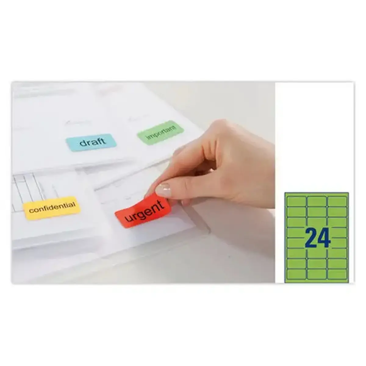 20 planches de 24 étiquettes vertes AVERY 63,5x33,9mm