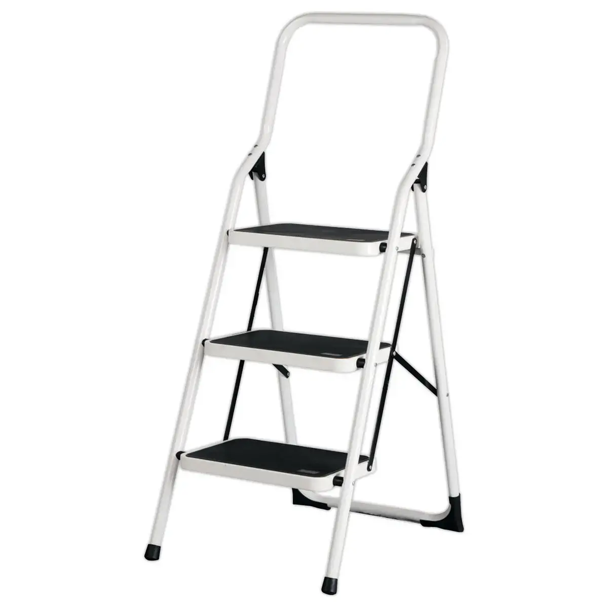 Petit escabeau 3 marches noir et blanc - Safetool 