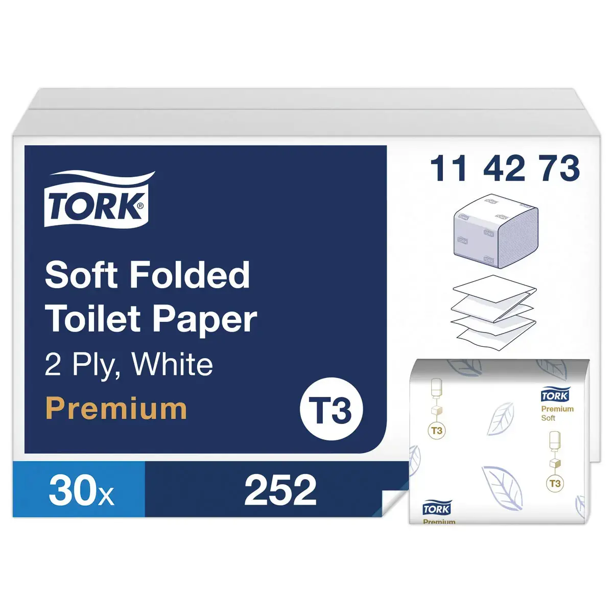 30 Rouleaux de papier toilette T3 feuille &agrave; feuille - Tork 