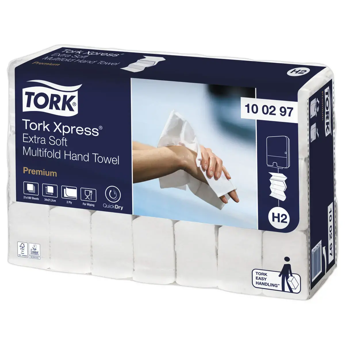 21 Paquets d'essuie-mains extra-doux H2 Xpress - Tork
