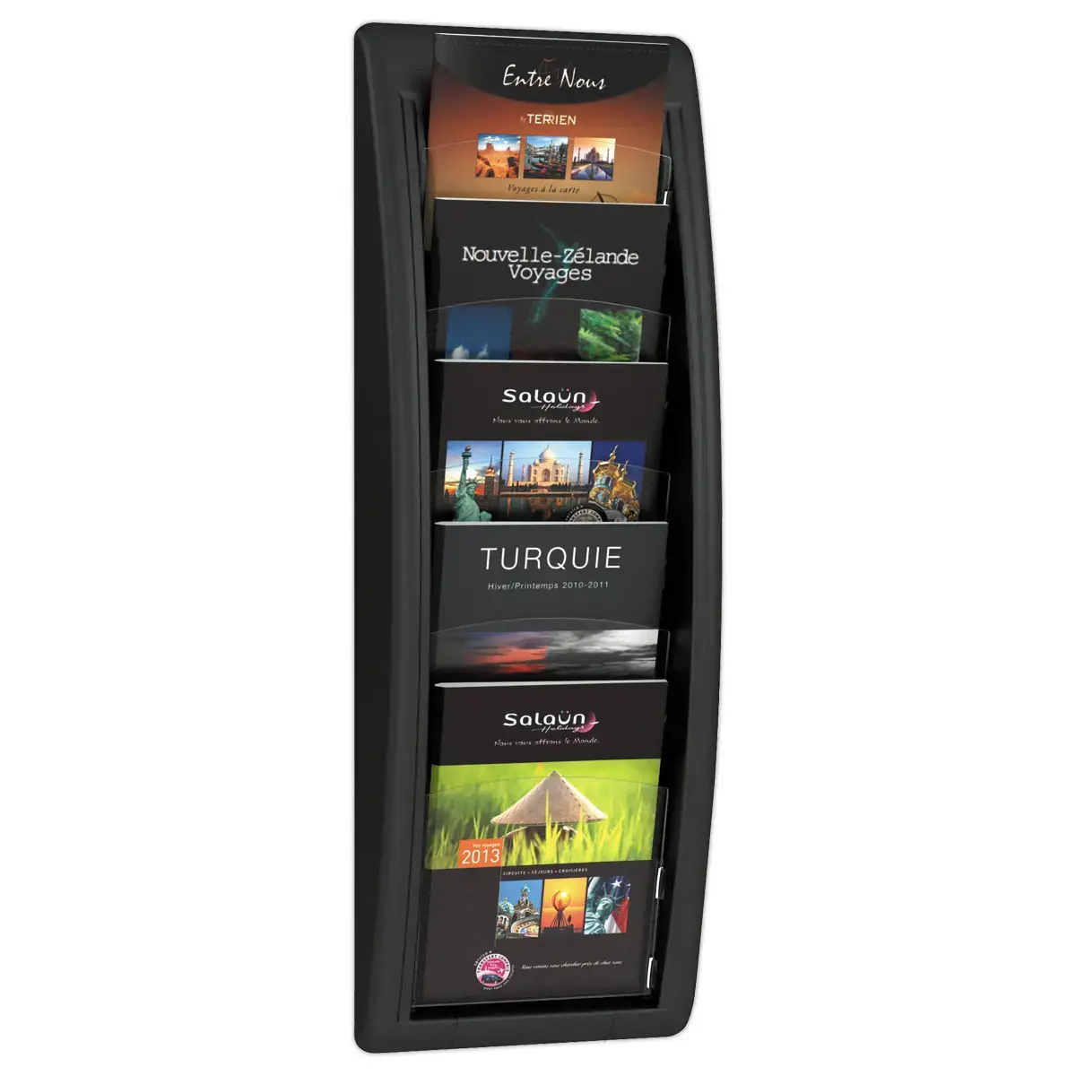 Présentoir mural noir Quick Fit - PAPERFLOW - 5 cases A5