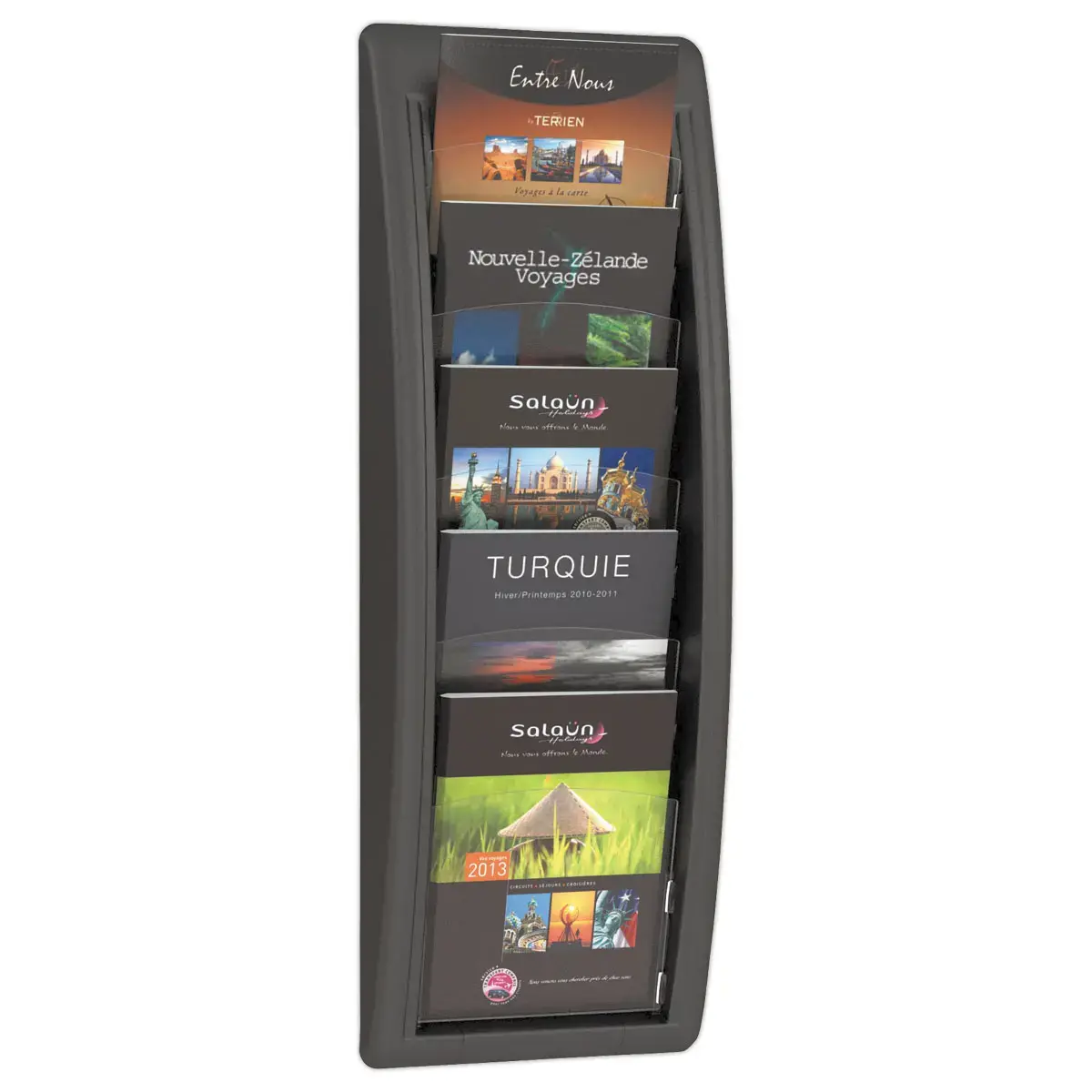 Présentoir mural noir Quick Fit - PAPERFLOW - 5 cases A5