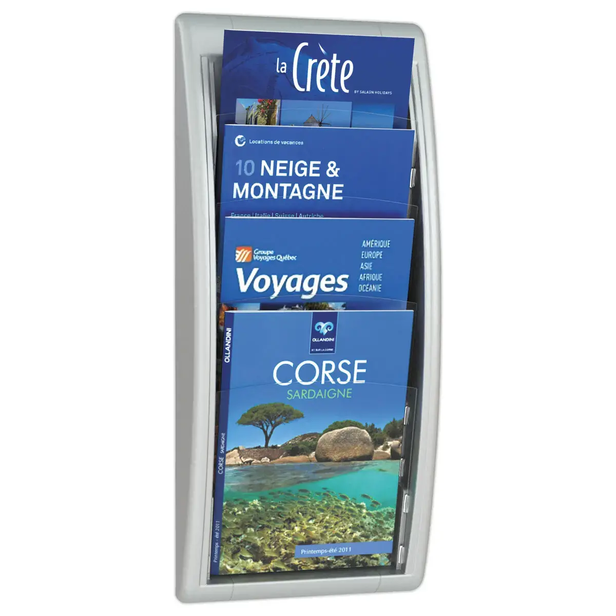 Pr&eacute;sentoir mural aluminium Quick Fit - PAPERFLOW - 4 cases A4 
