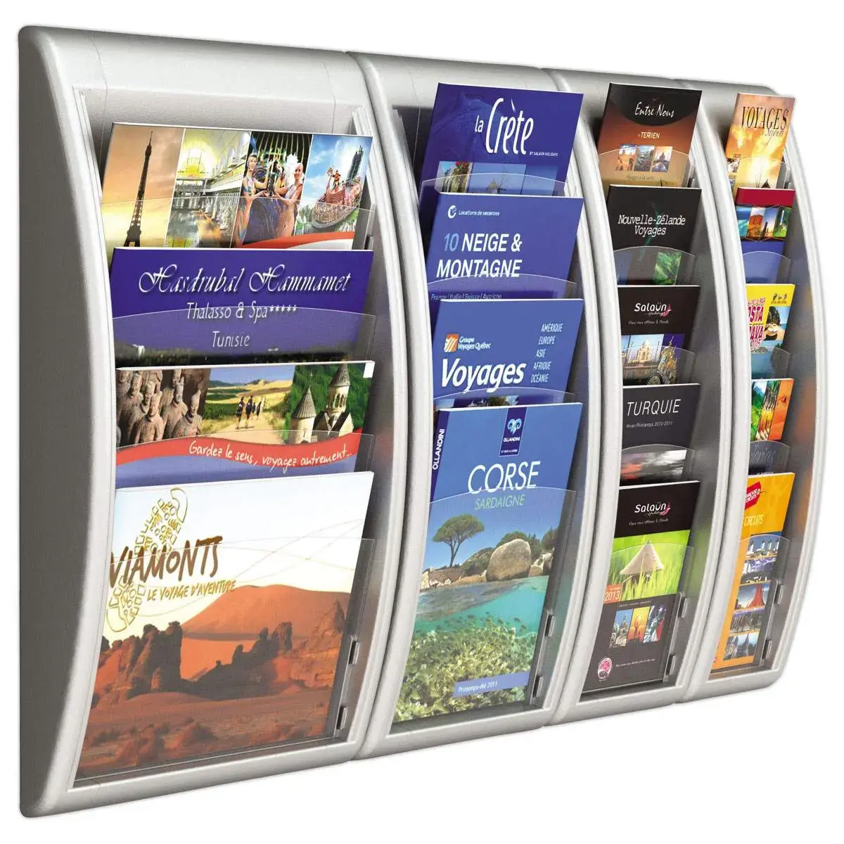 Pr&eacute;sentoir mural aluminium Quick Fit - PAPERFLOW - 4 cases A4 