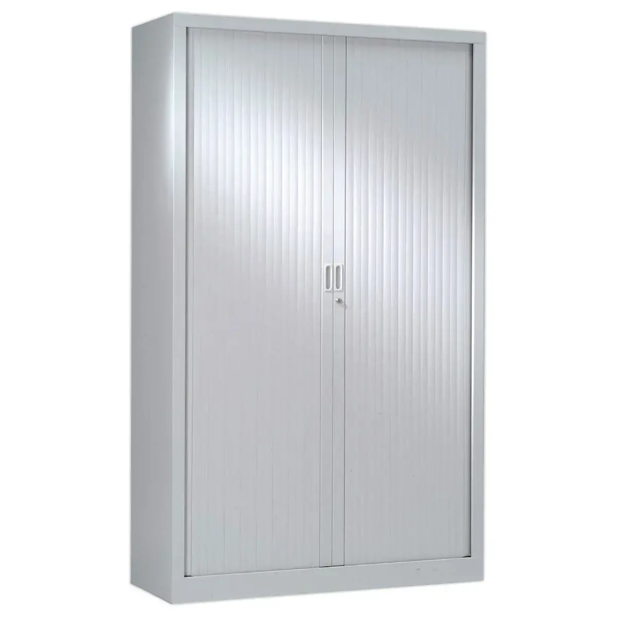 Armoire haute &agrave; rideaux - 198 x 120 cm - Gris clair 