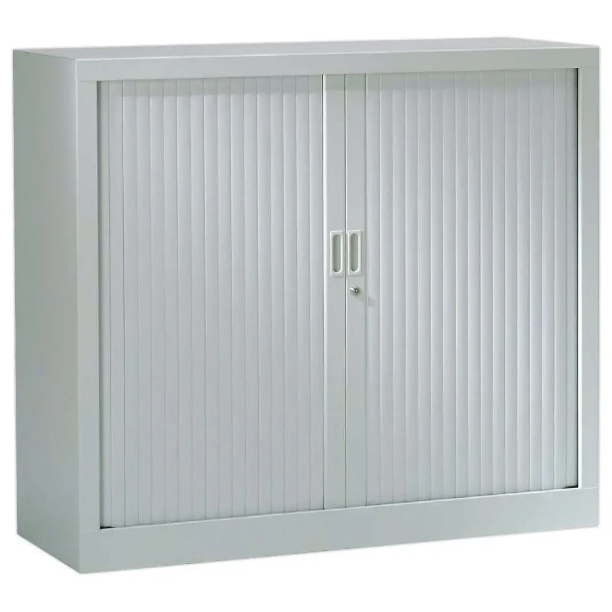 Armoire basse &agrave; rideaux - 100 x 120 cm - Gris clair 