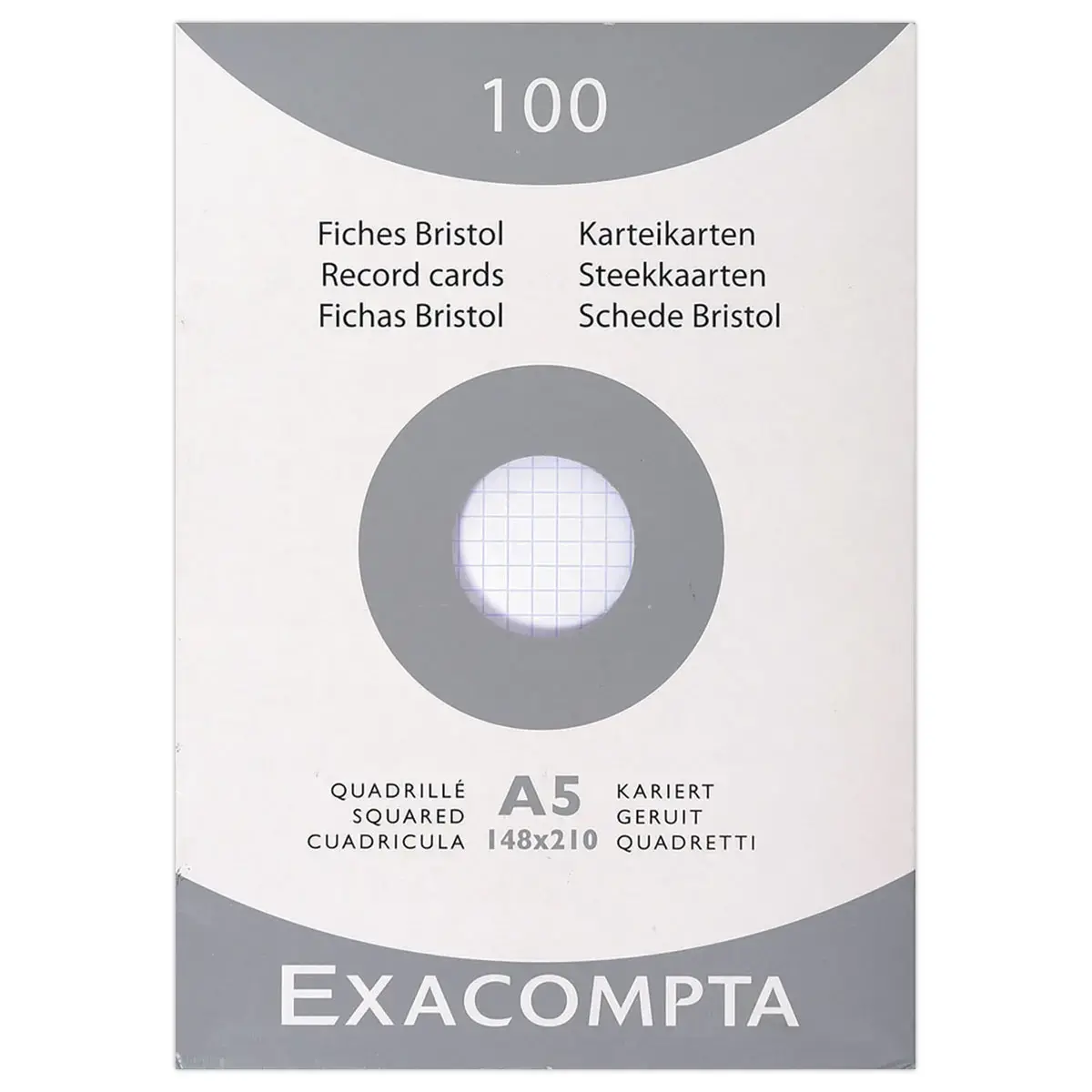 100 Fiches bristol 5x5 blanches 14,8 x 21cm 210 g - Exacompta