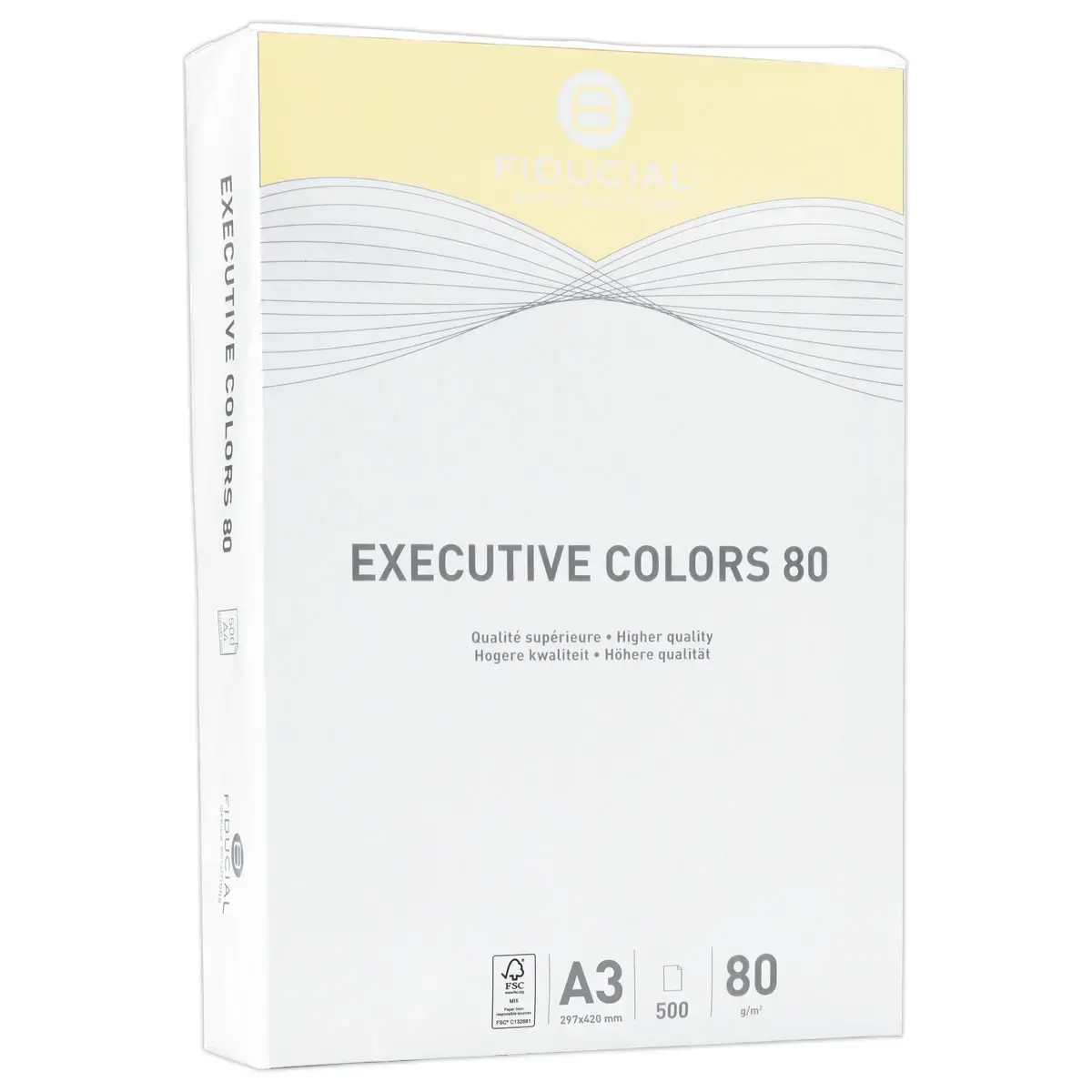 Ramette de 500 feuilles papier A3 Executive Colors - Jaune pastel - Fiducial