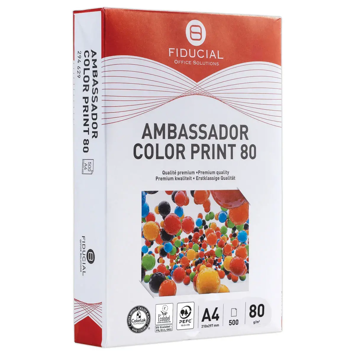 5 Ramettes de papier blanc Ambassador color print A4 - 80g - Fiducial 