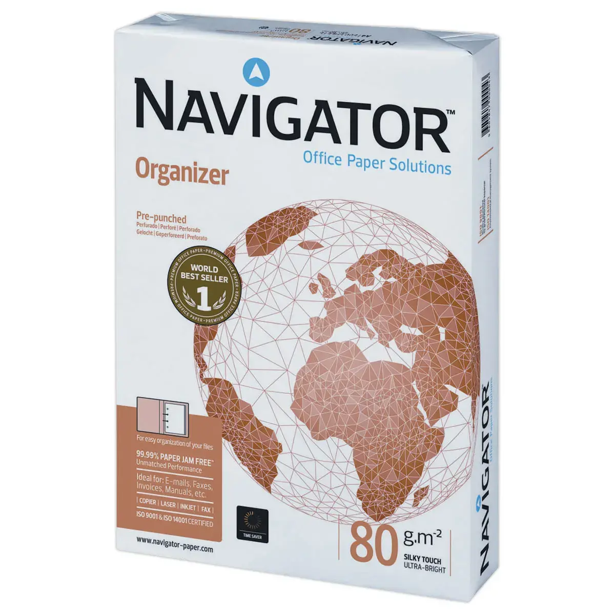 Ramette de feuilles perforées A4 - 80 g - Extra-blanc - Navigator