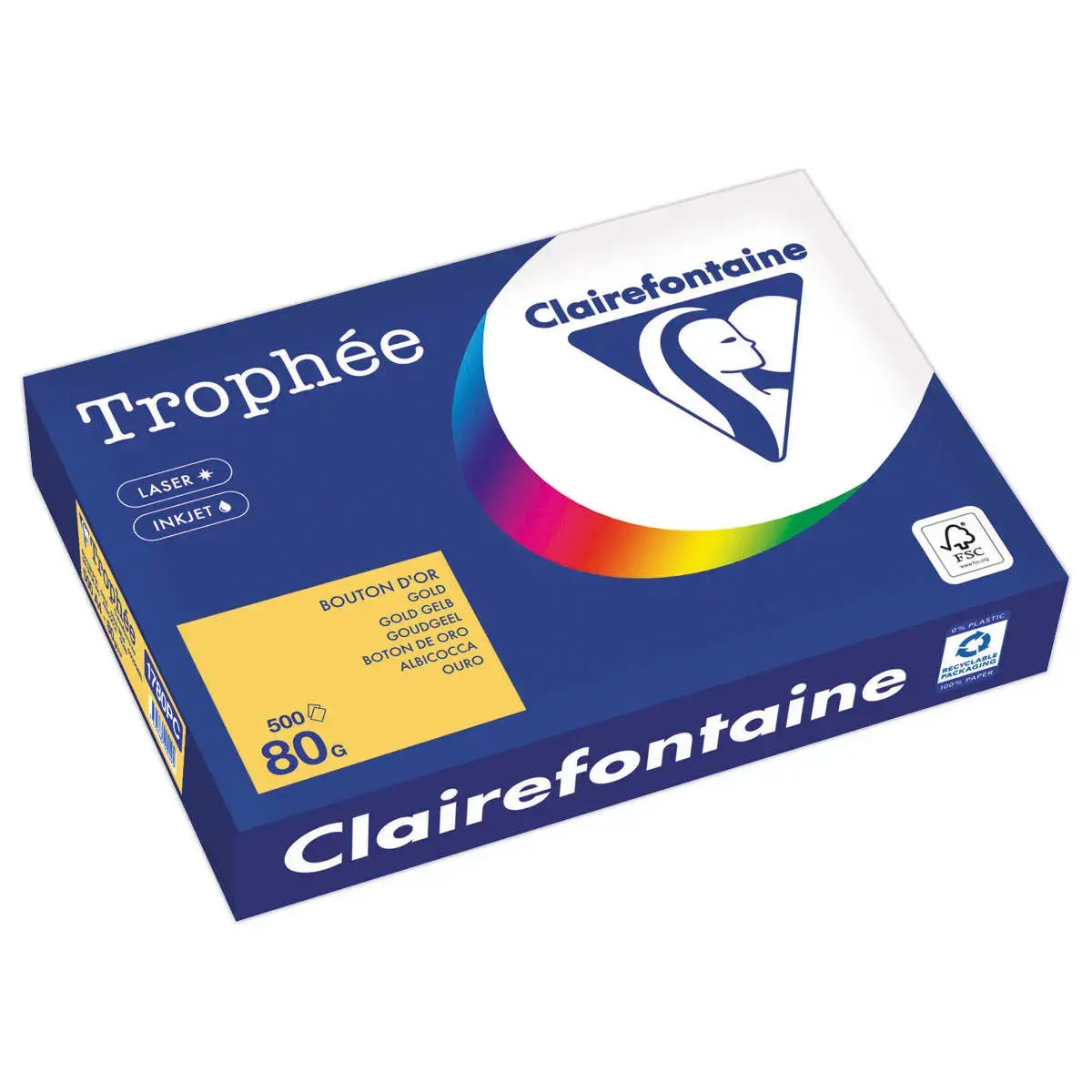 Ramette de papier A4 pastel Troph&eacute;e 80g - Bouton d'or - CLAIREFONTAINE 