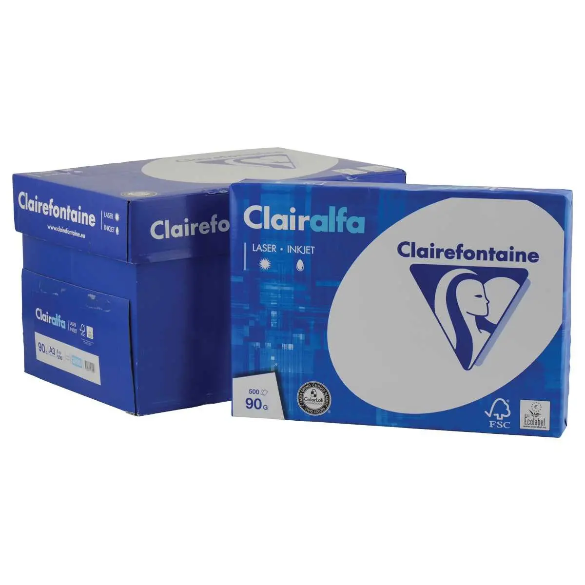 5 ramettes de papier extra-blanc A3 CLAIREFONTAINE Clairalfa 90g