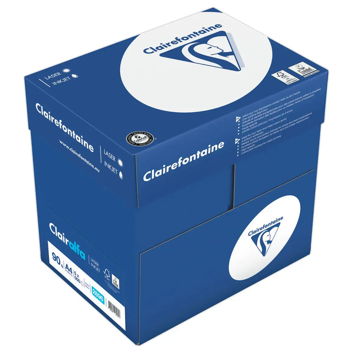 5 Ramettes de papier extra-blanc A4 90g Clairalfa - Clairefontaine 