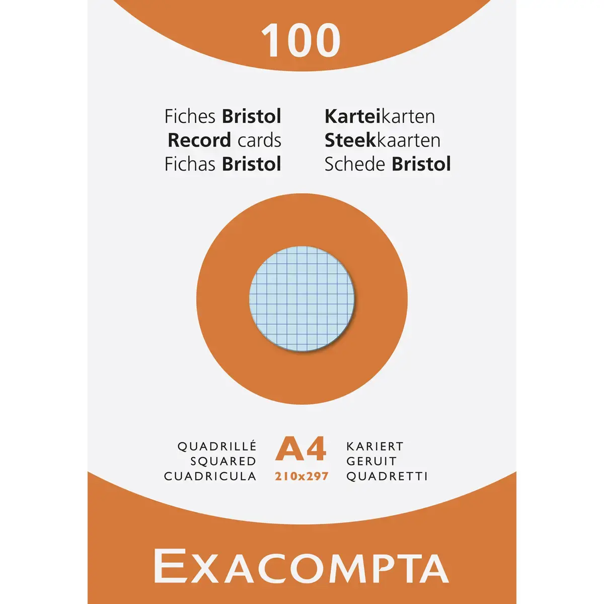 100 Fiches bristol A4 - Coloris assortis - EXACOMPTA