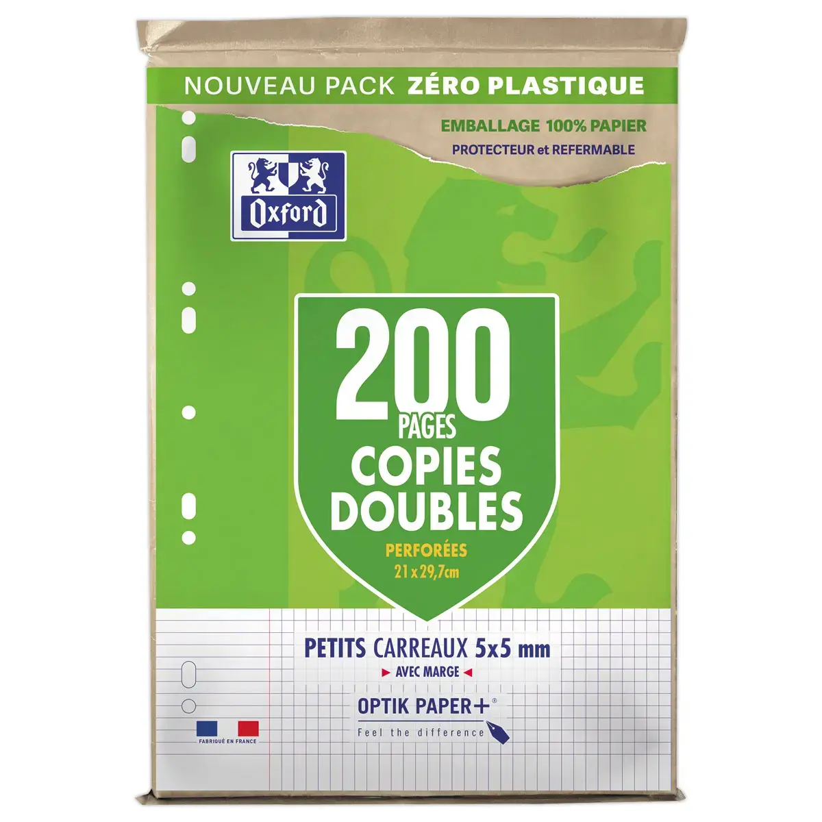50 Copies doubles perforées - A4 - Petits carreaux - 90g - Oxford