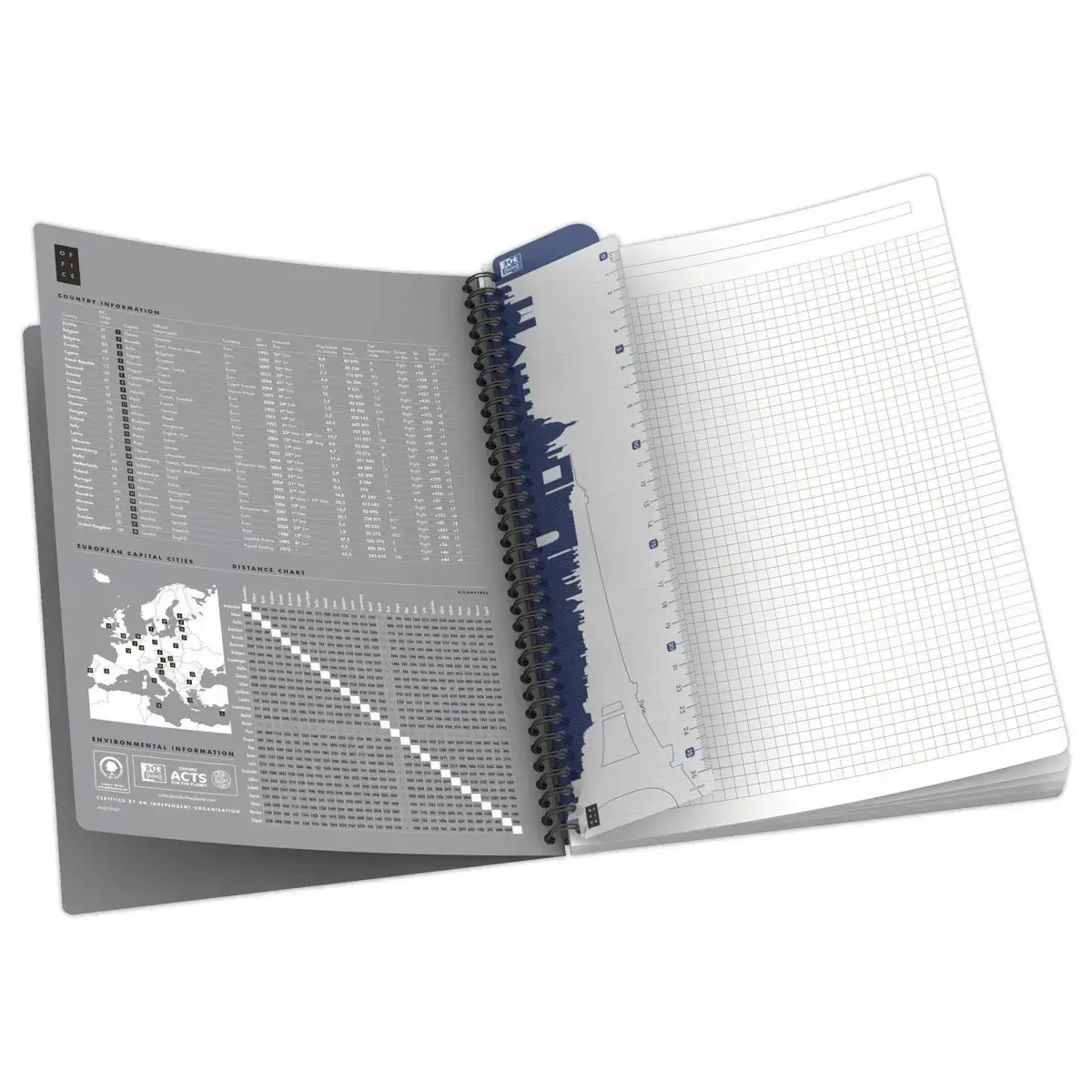 Cahier spirale A4 Essentials - 5x5 - 100 pages - OXFORD 