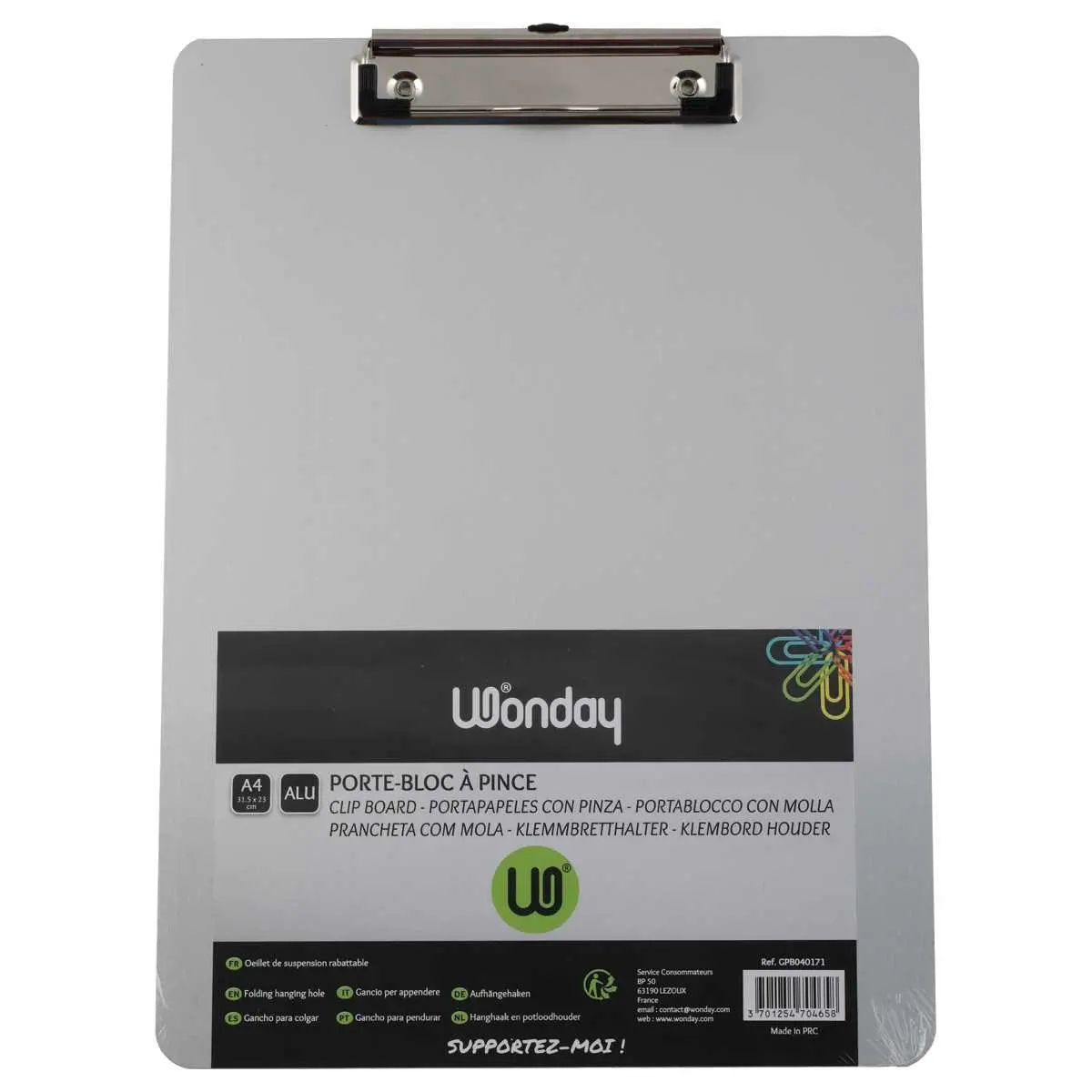 Plaque porte-bloc en aluminium