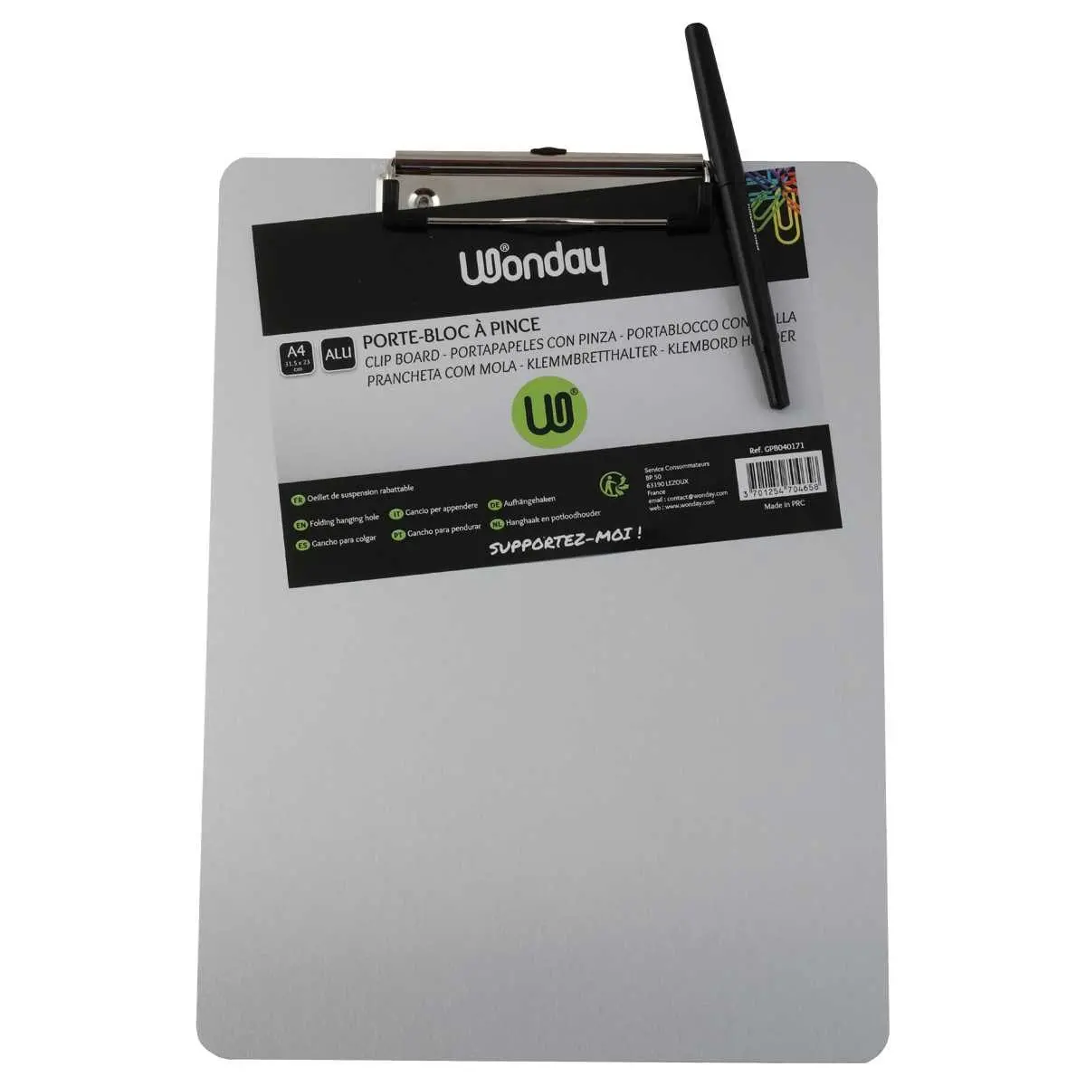 Plaque porte-bloc en aluminium