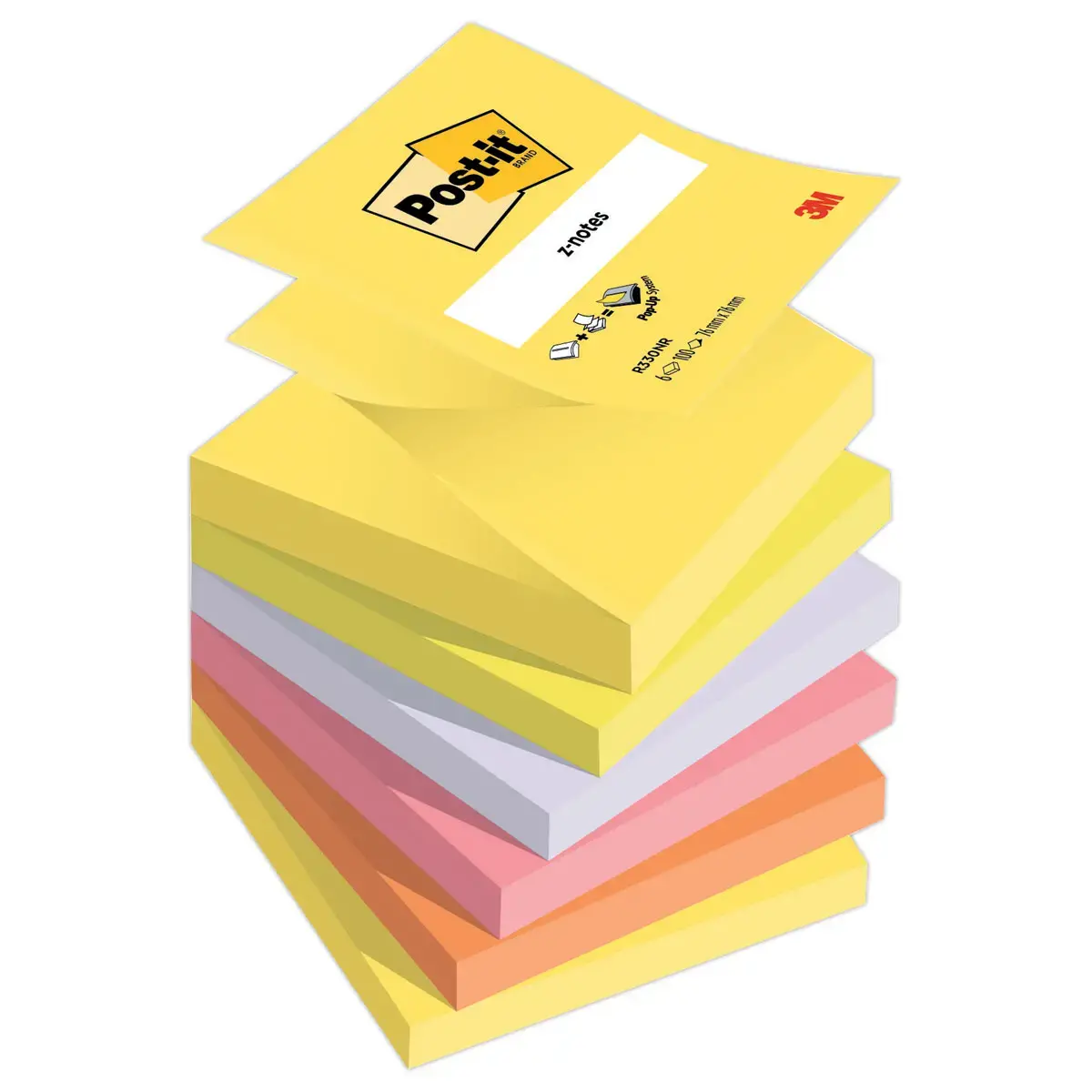 6 Blocs de 100 z notes repositionnables - coloris Néon - POST IT