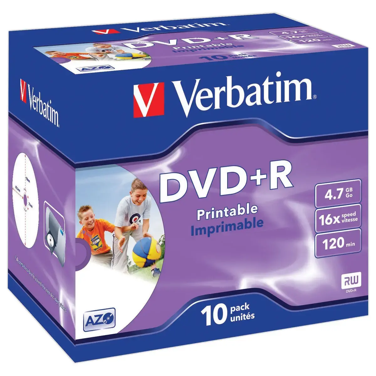 10 DVD+R imprimable 4,7 Go - VERBATIM - 16x - Slim 