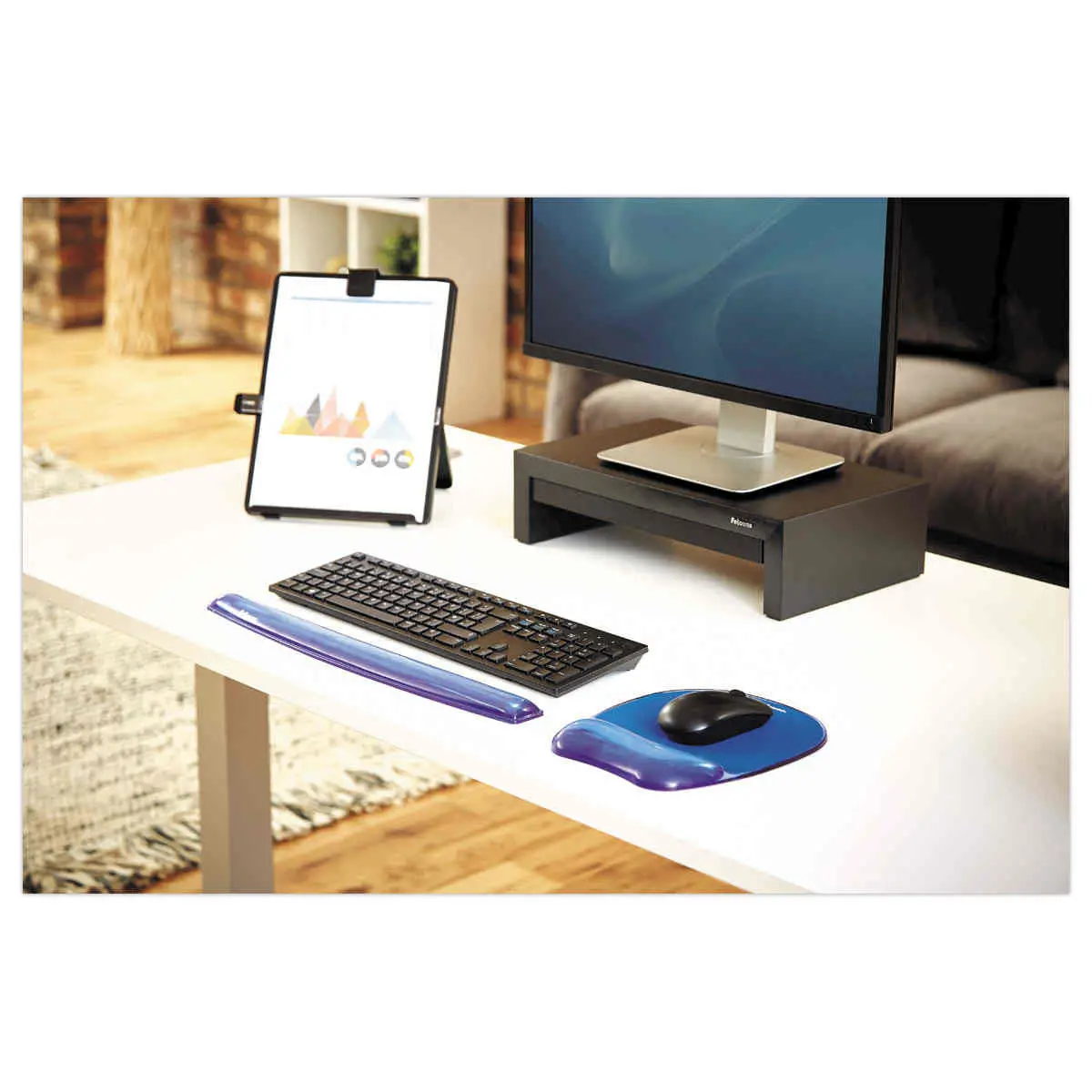 Repose-poignets clavier Crystal Gel - Bleu - FELLOWES
