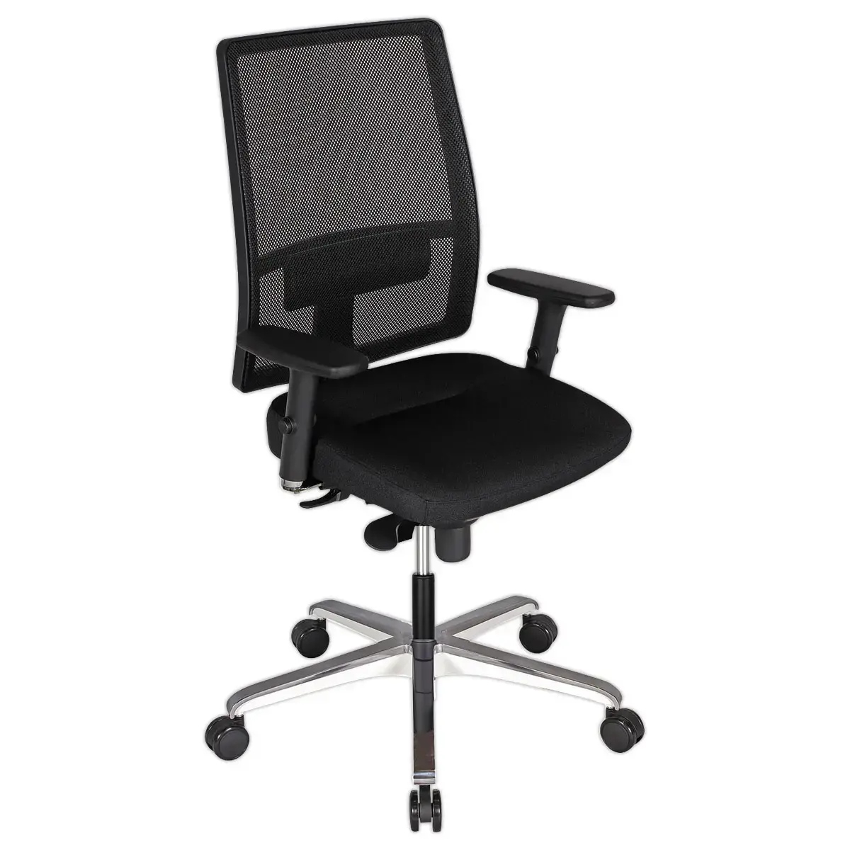 Siège de bureau synchrone Bizzy - Assise noire et dossier résille - Monté