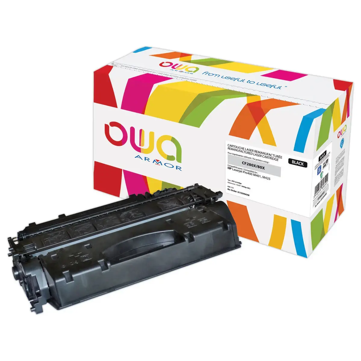Cartouche noire laser - équiv. HP CF280X - K15590OW OWA