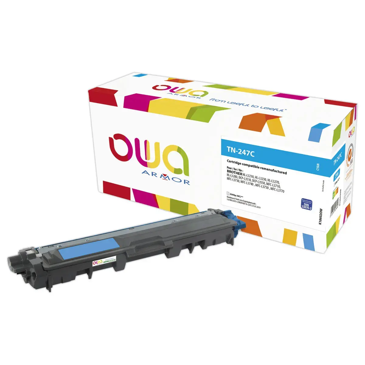 Toner éq. BROTHER TN-247C - Haute capacité - Cyan - OWA