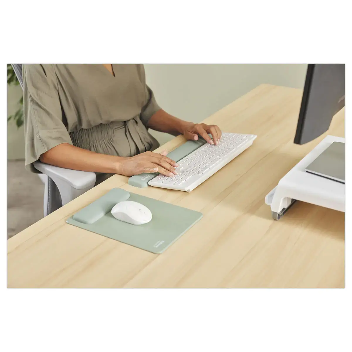 Tapis de souris avec repose-poignet Breyta - Vert sauge - FELLOWES