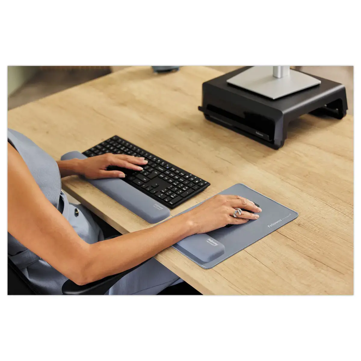 Tapis de souris avec repose-poignet Breyta - Bleu gris - FELLOWES 