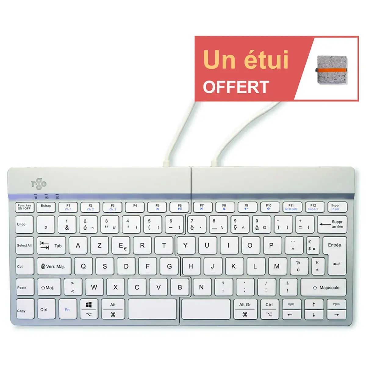 Clavier ergonomique Split Break blanc 