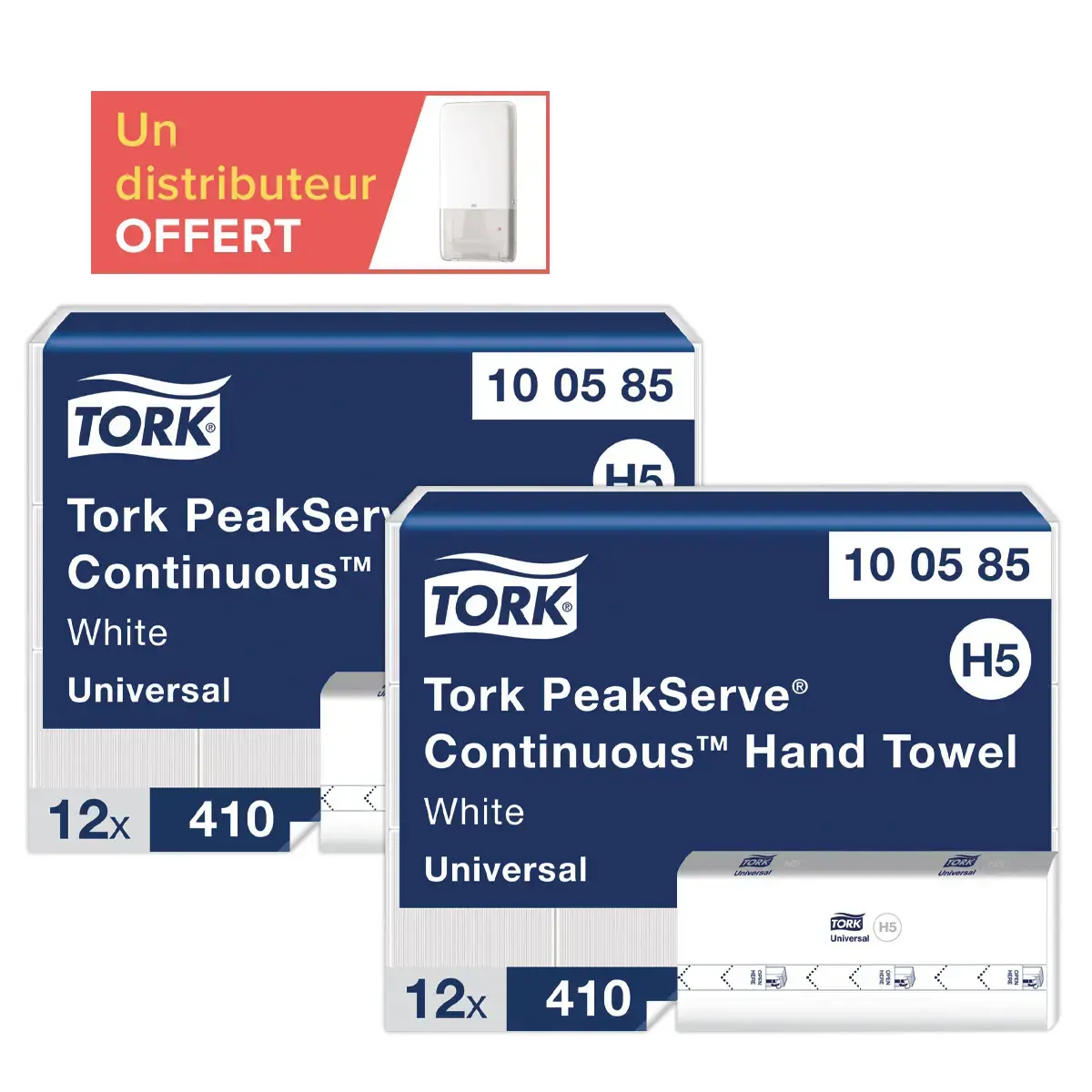 24 paquets (2 cartons de 12) Tork Peakserve H5 + 1 distrib H5 offert