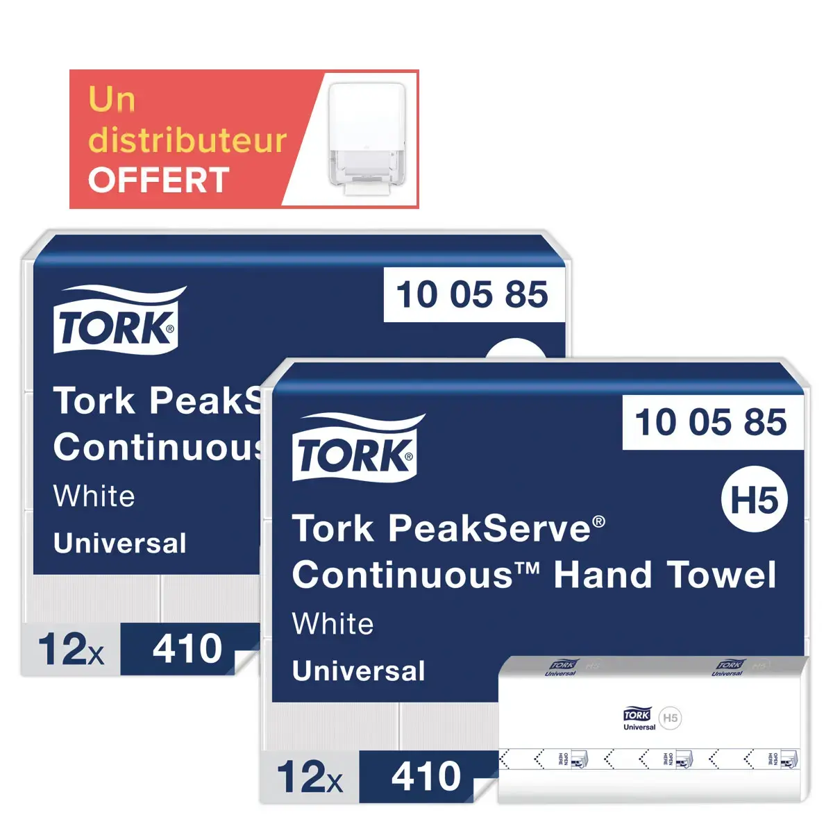 24 paquets (2 cartons de 12) Tork Peakserve H5 + 1 distrib Mini H5 offert