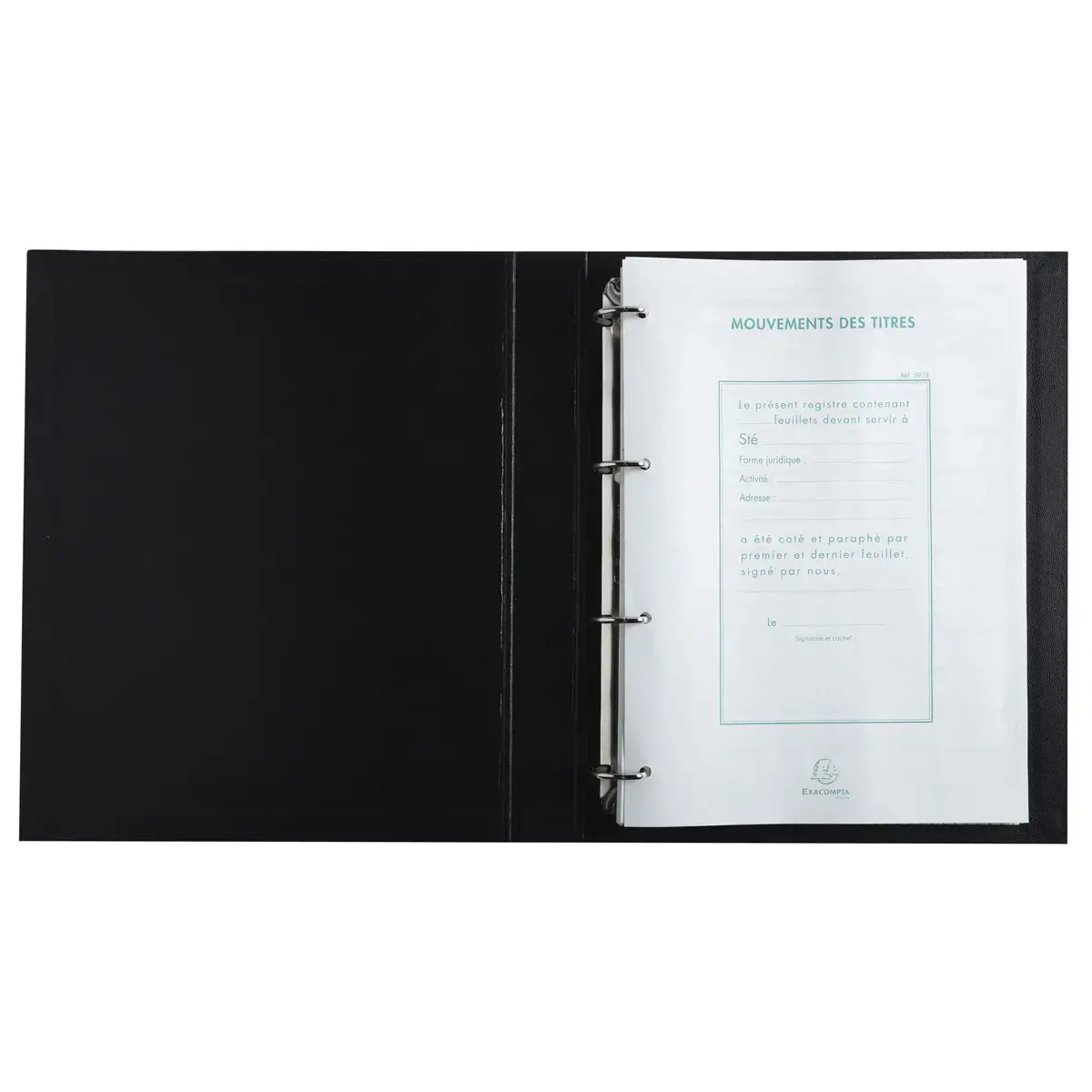 Reliure registre 32x24cm 4 anneaux avec recharge de 100 feuillets imprim&eacute;s - Mouvements de titres - EXACOMPTA 