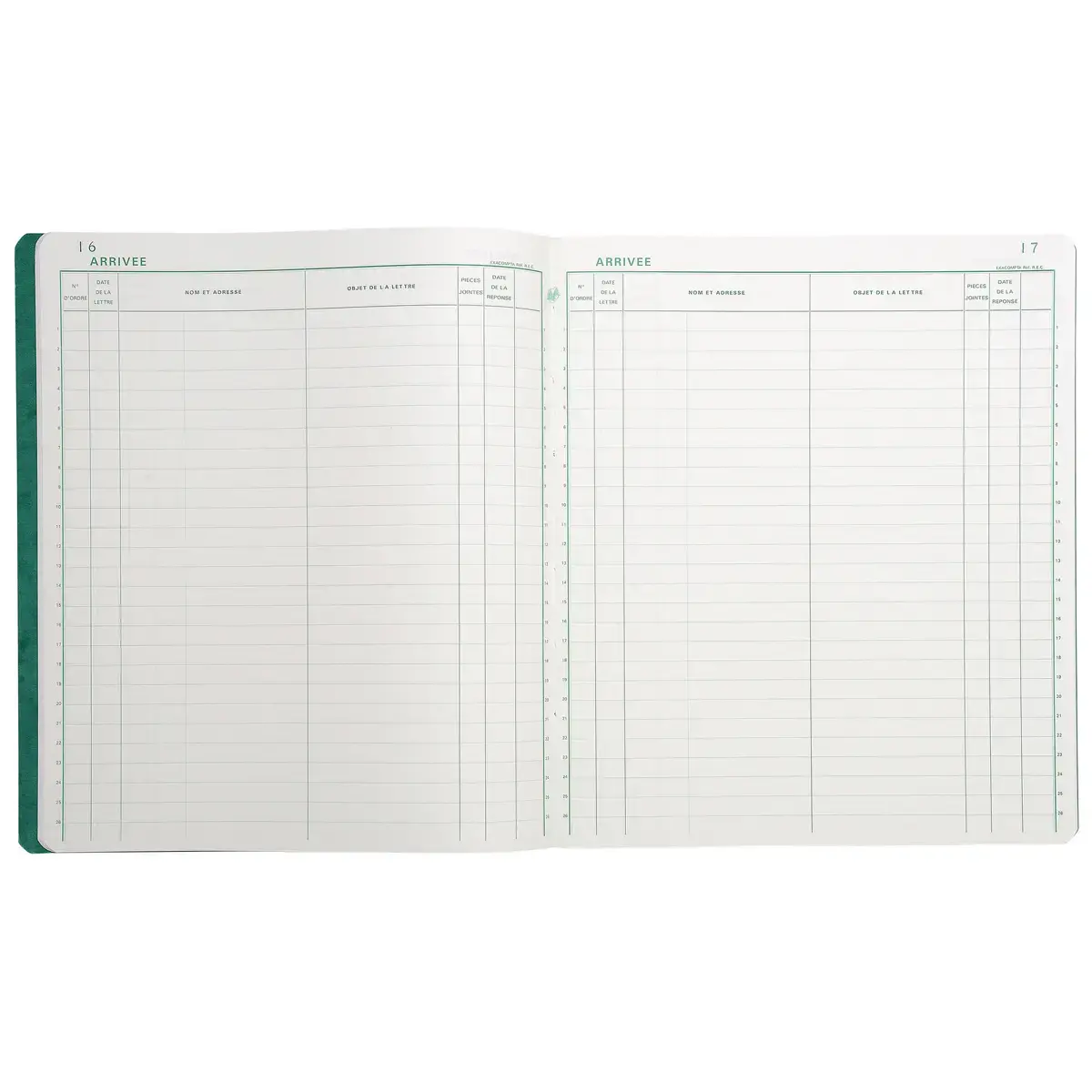 Piqûre 32x27cm Enregistrement du courrier 26 lignes 80 pages - EXACOMPTA