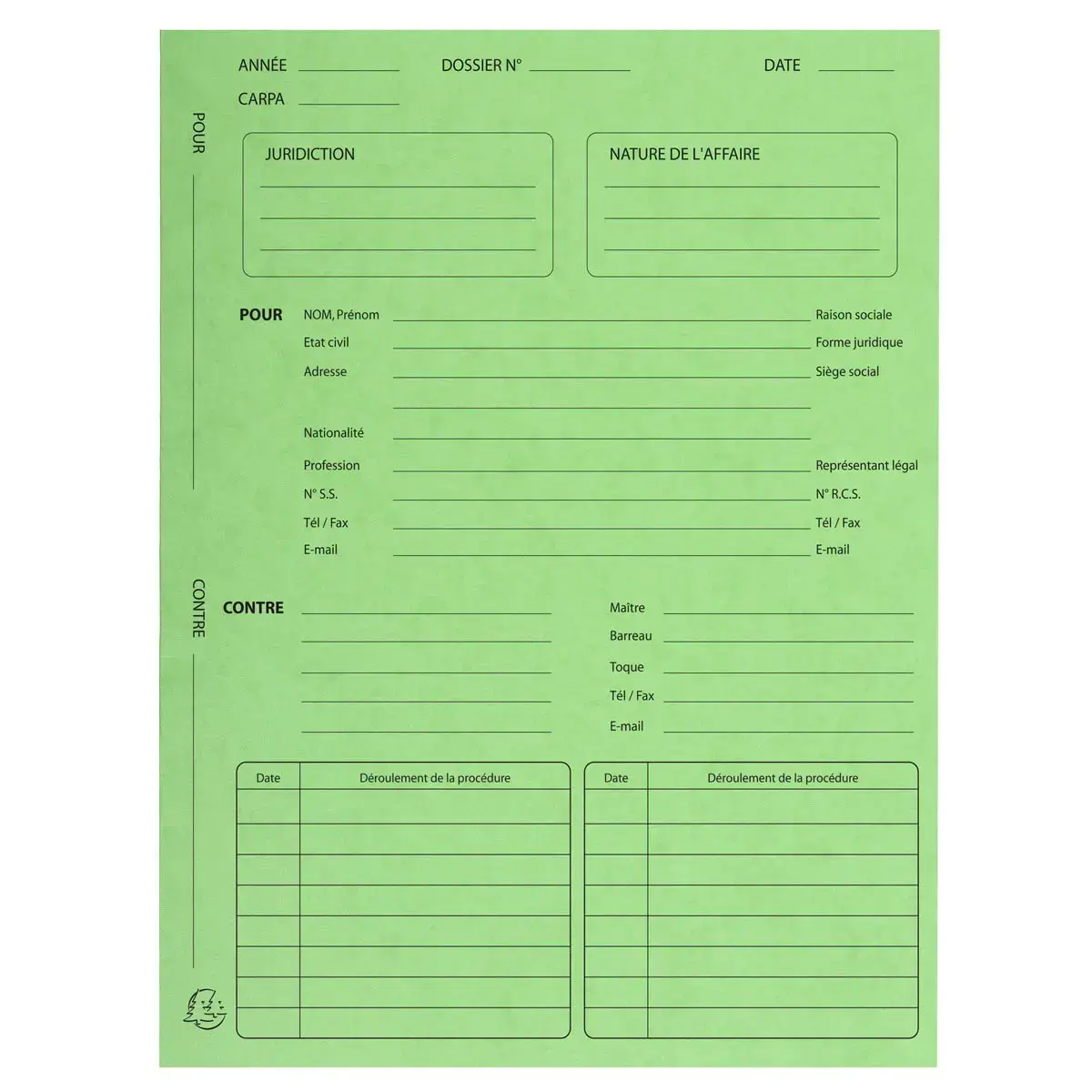 Paquet de 25 dossiers de proc&eacute;dure carte lustr&eacute;e 25x32cm - Tilleul - EXACOMPTA 