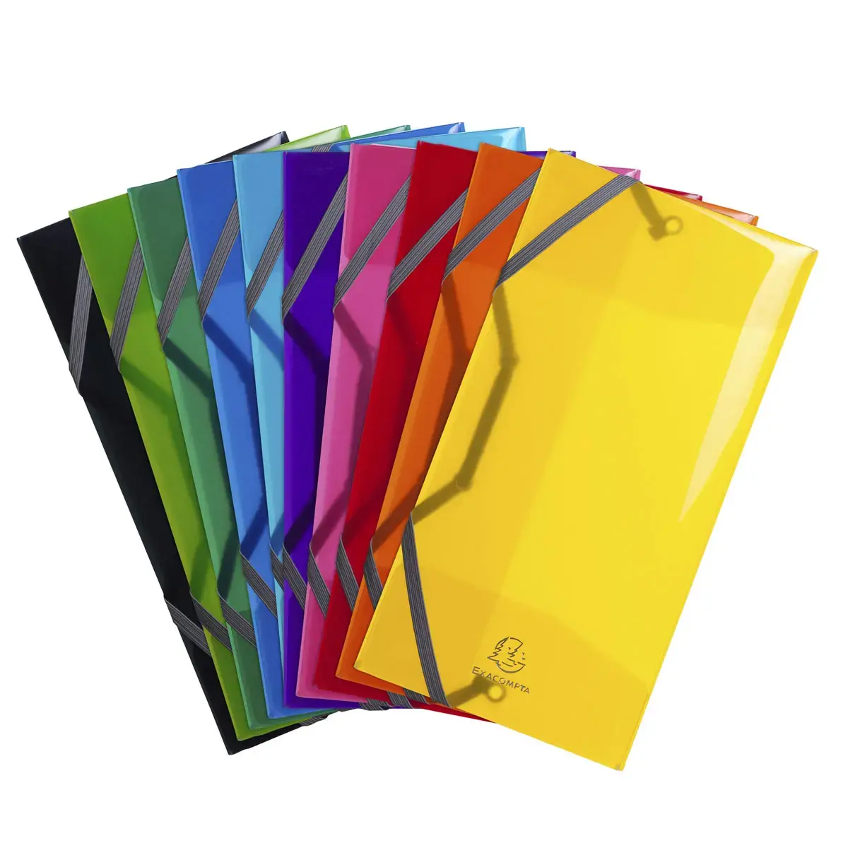 Chemise 3 rabats à élastiques polypropylène 5/10e IDERAMA PP - 23.5x12cm - Couleurs assorties - EXACOMPTA