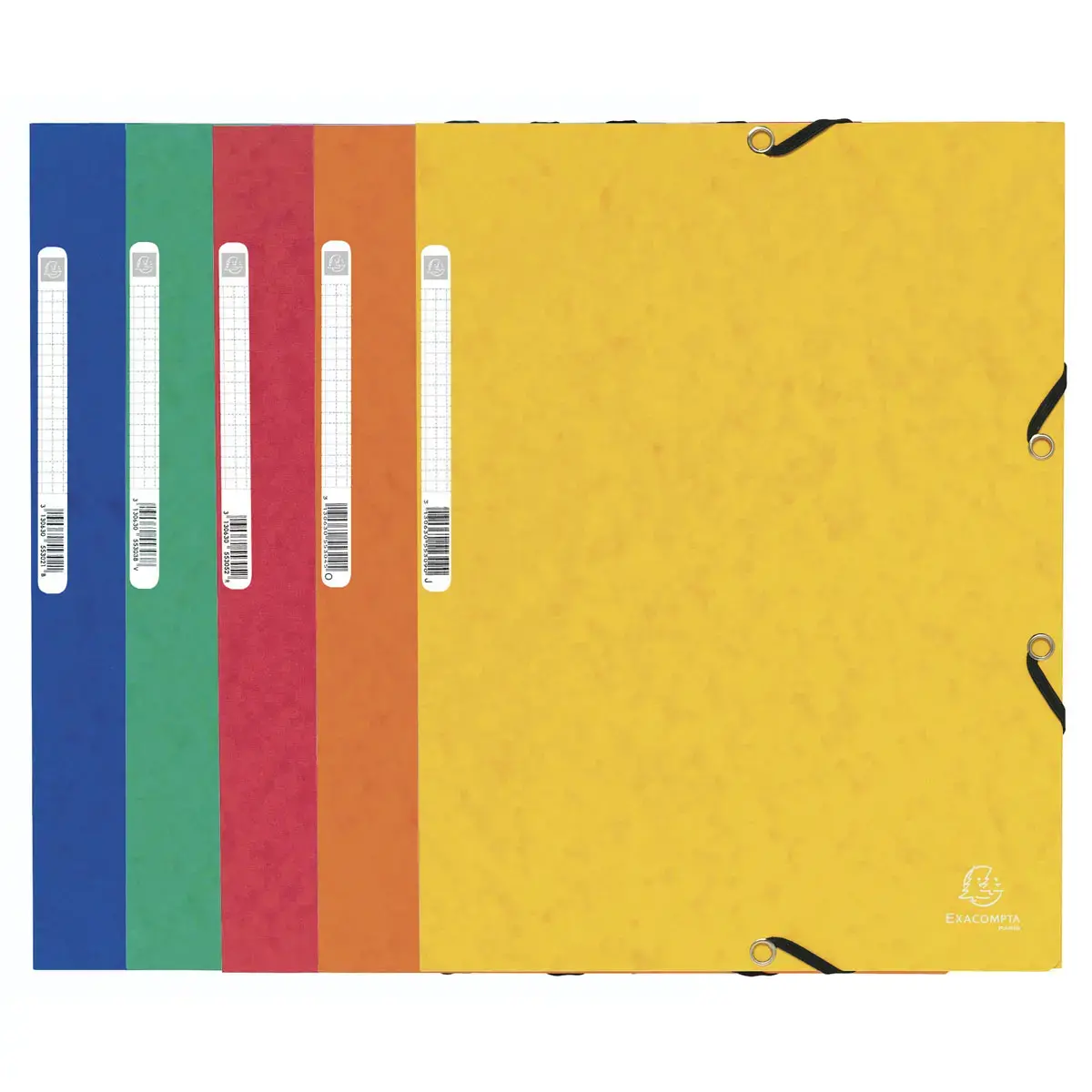 Chemise à élastique 3 rabats carte lustrée 355gm² - A4 - Couleurs assorties - EXACOMPTA