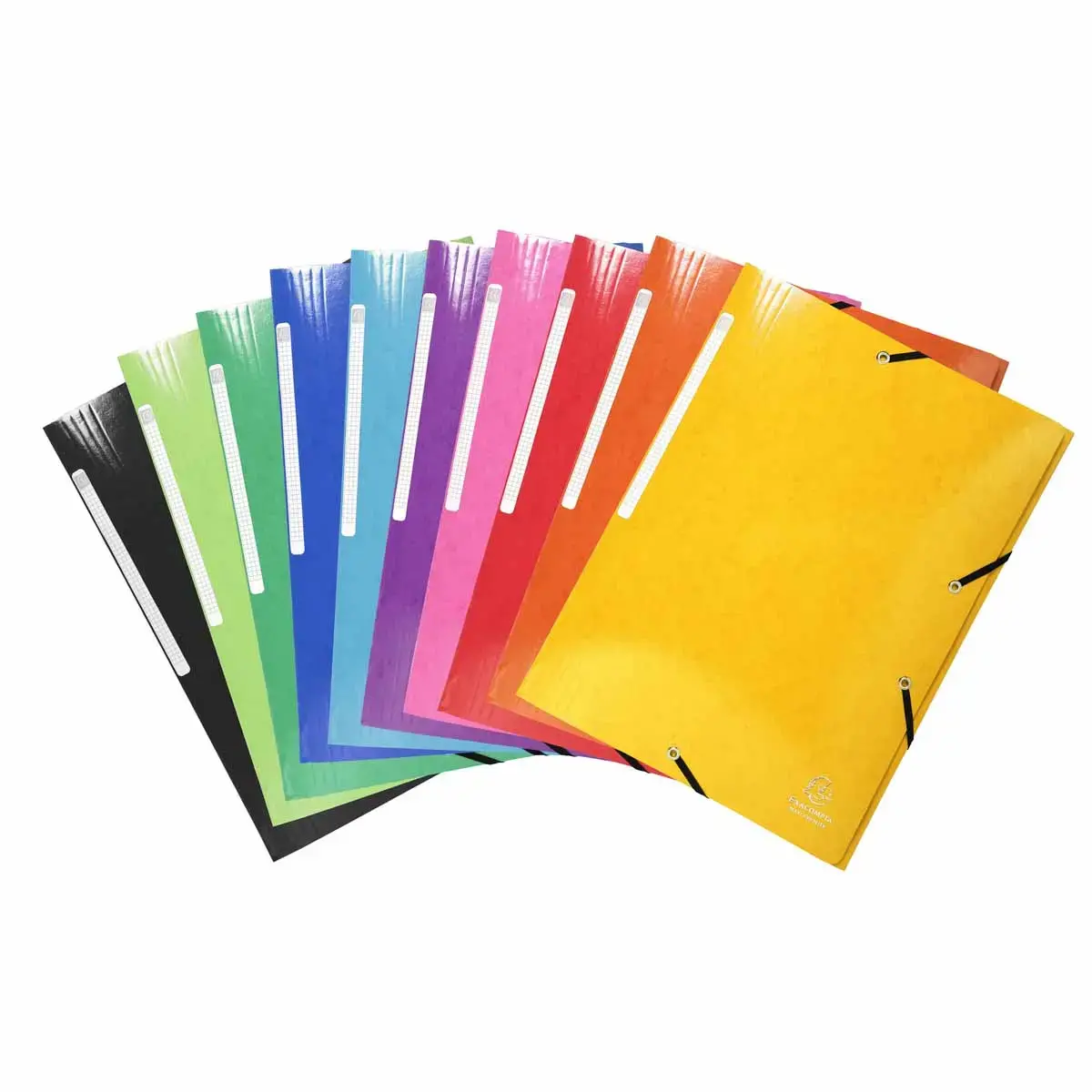 Chemise à élastiques 3 rabats maxi capacity carte lustrée pelliculée Iderama - A4 - Couleurs assorties - EXACOMPTA