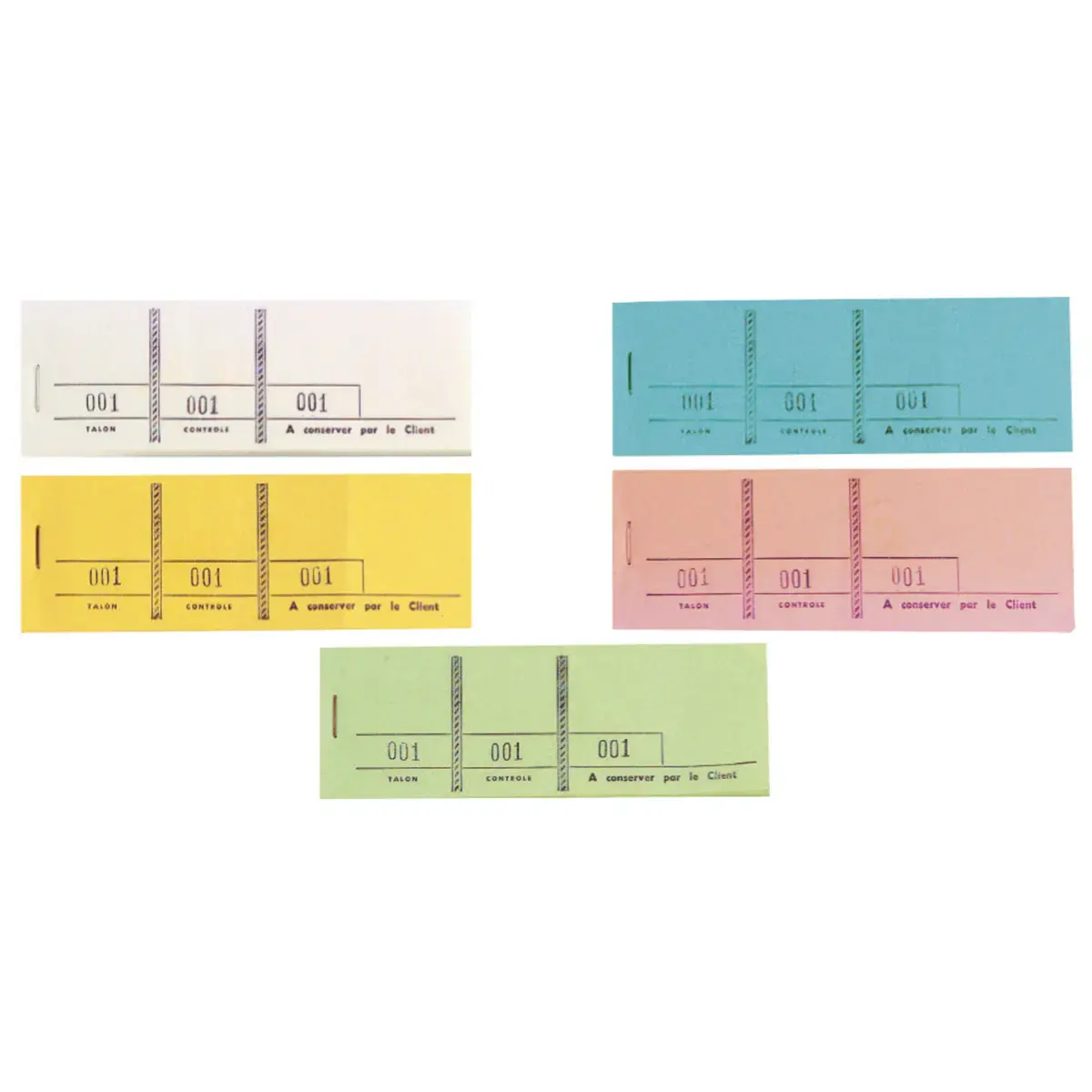 Bloc passe-partout 100 feuillets numérotés de 3 volets - Format 4,8x15 cm - Couleurs assorties - EXACOMPTA