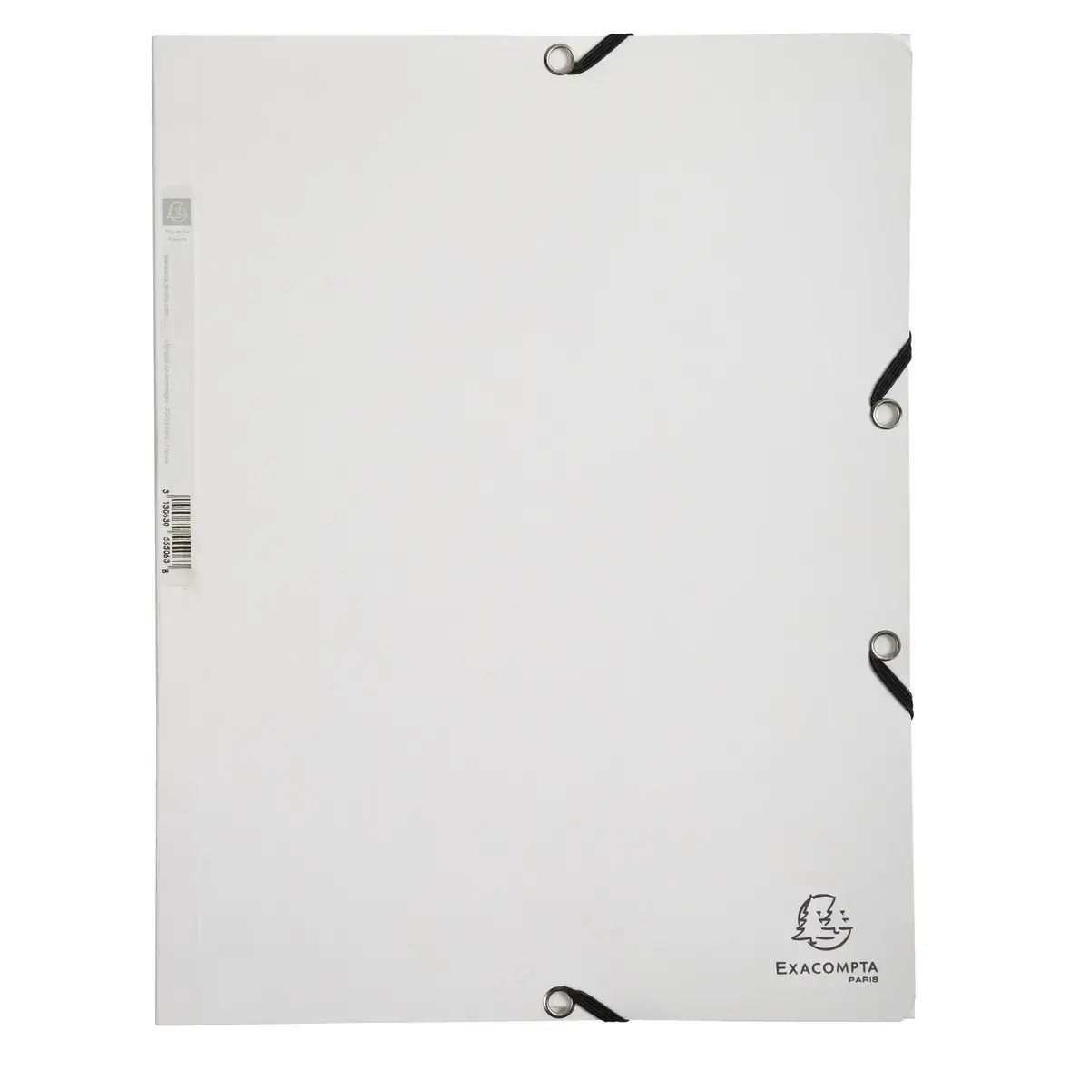 Chemise 3 rabats &agrave; &eacute;lastiques carte lustr&eacute;e 400g/m2 - A4 - Blanc - EXACOMPTA 