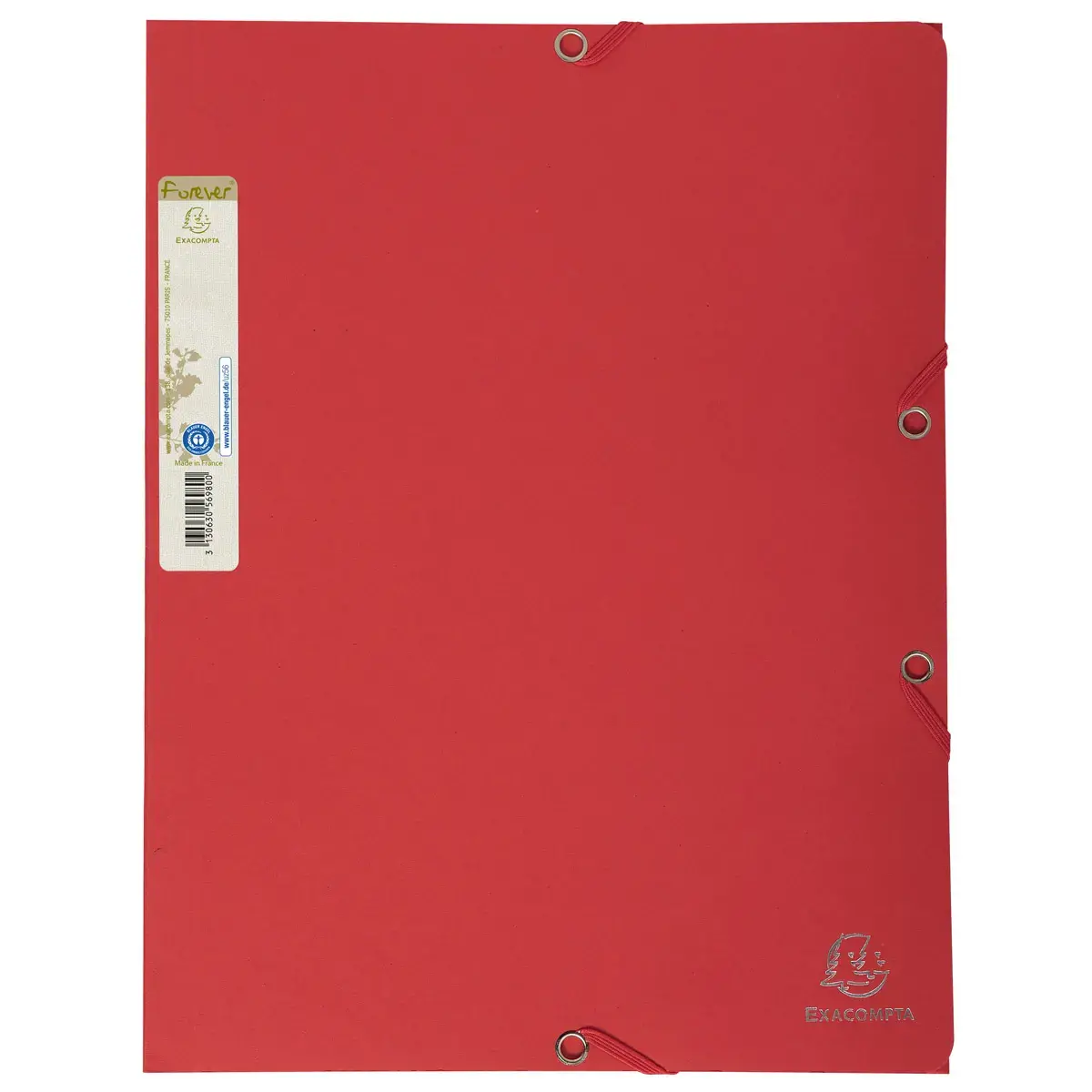 Chemise 3 rabats à élastique carte recyclée 380g/m2 Forever - A4 - Rouge - EXACOMPTA